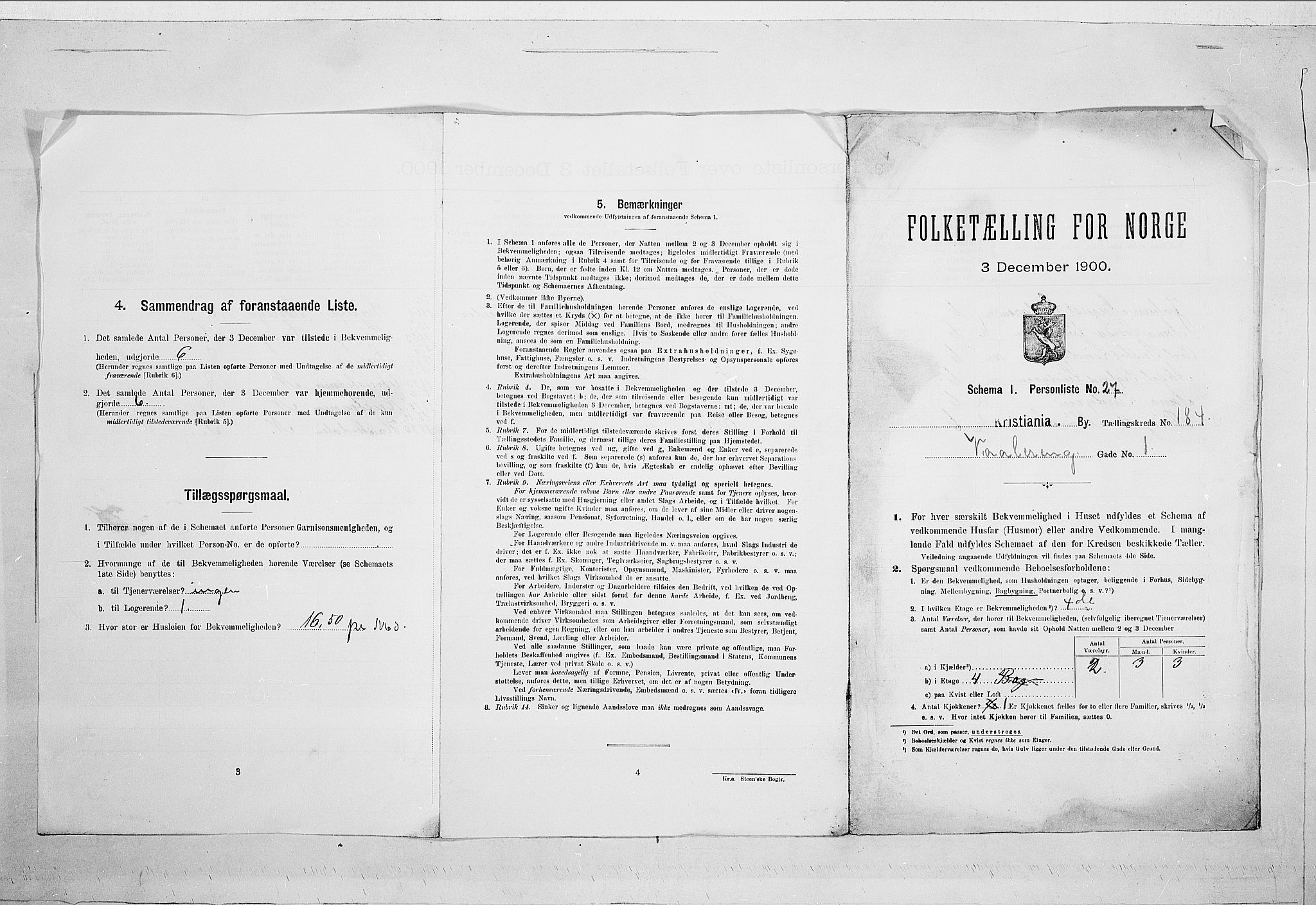 SAO, 1900 census for Kristiania, 1900, p. 109191