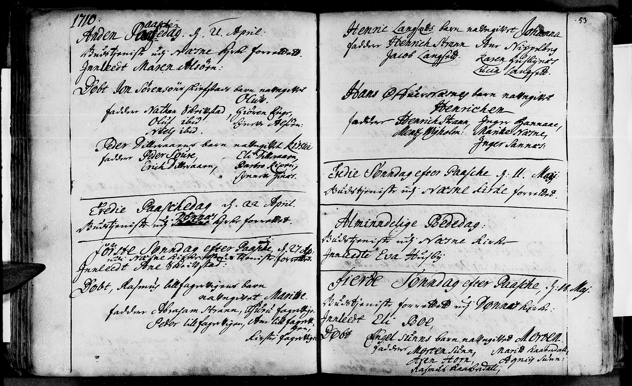 Ministerialprotokoller, klokkerbøker og fødselsregistre - Nordland, AV/SAT-A-1459/838/L0542: Parish register (official) no. 838A01, 1704-1737, p. 53