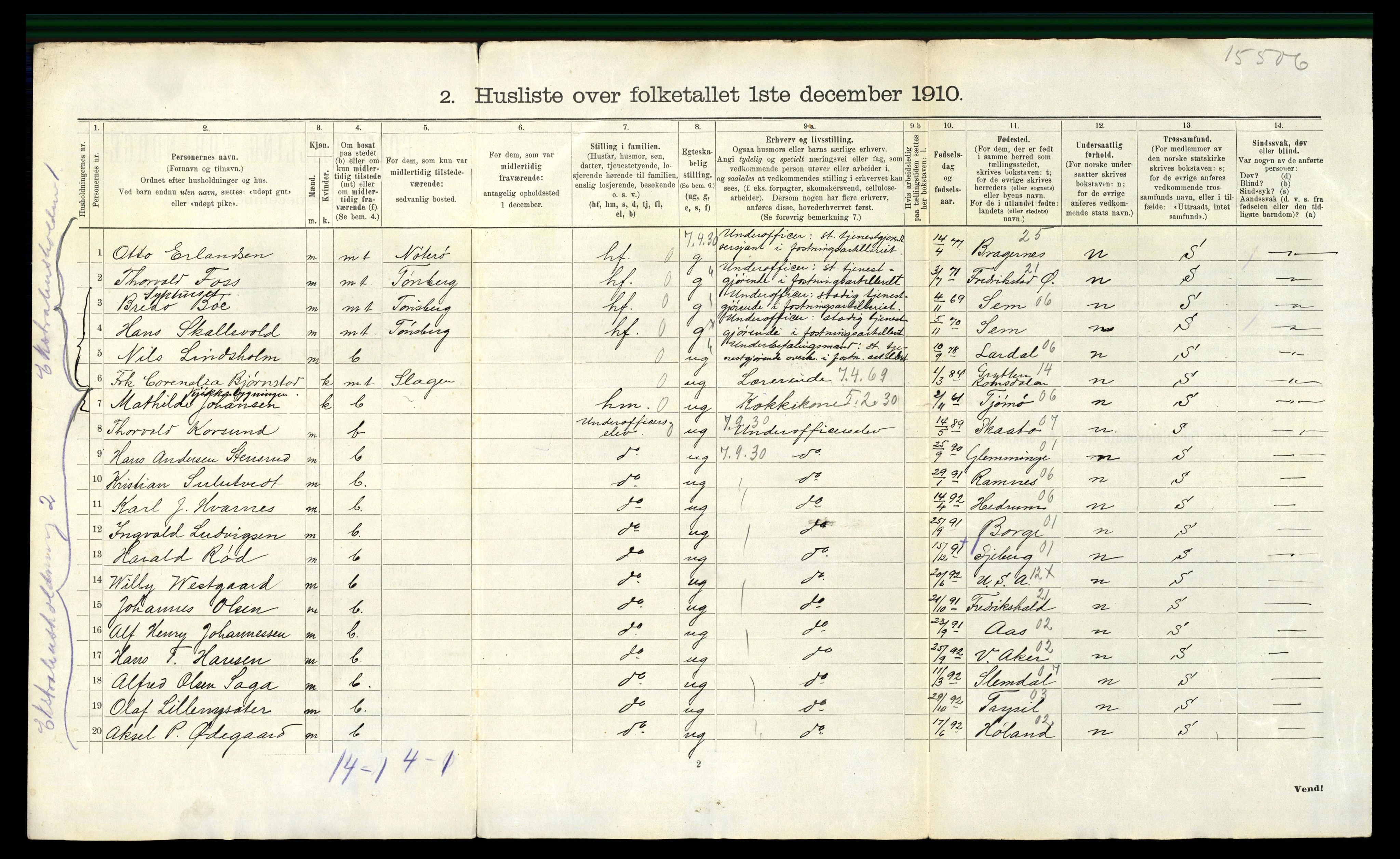 RA, 1910 census for Nøtterøy, 1910, p. 2461