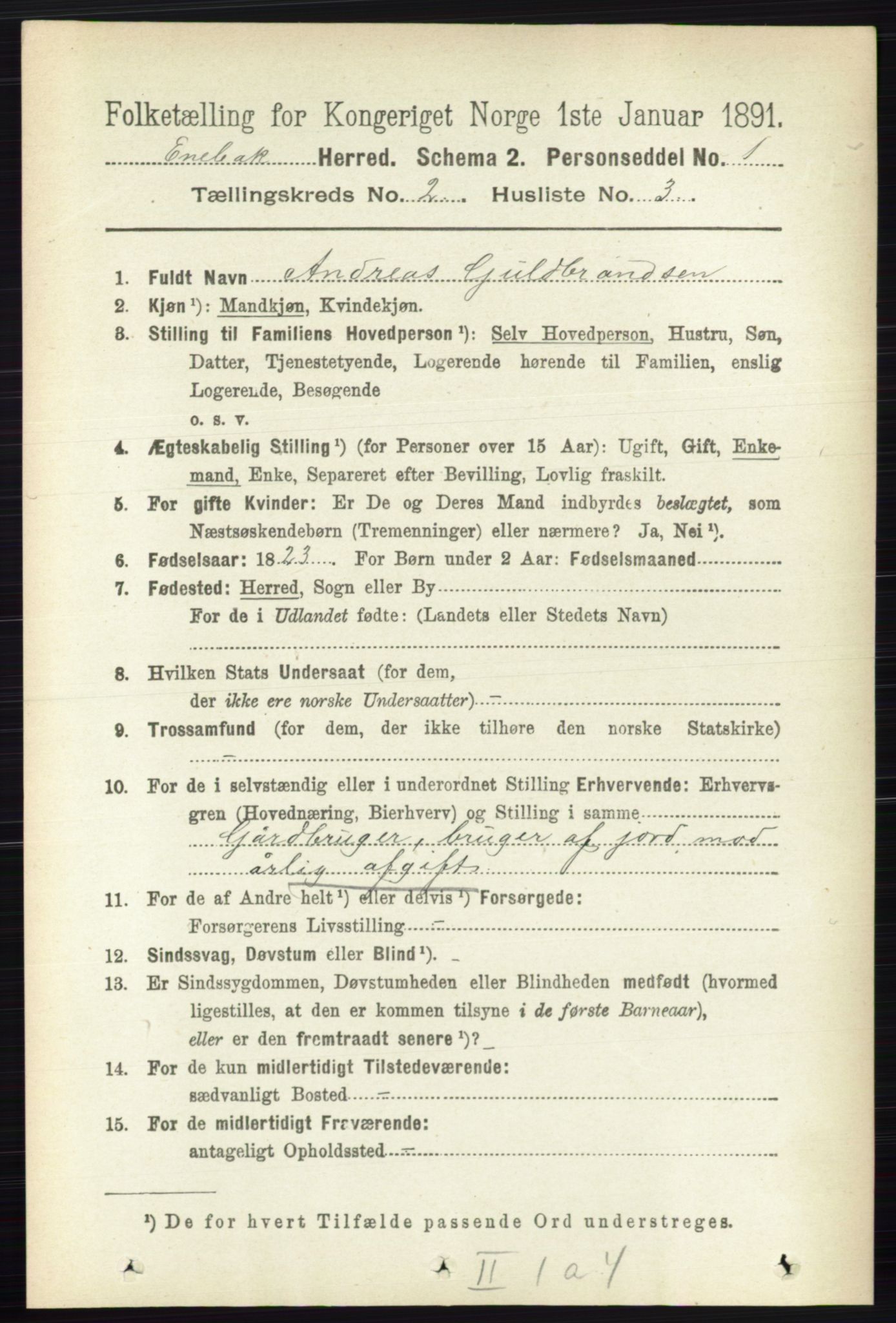 RA, 1891 census for 0229 Enebakk, 1891, p. 775