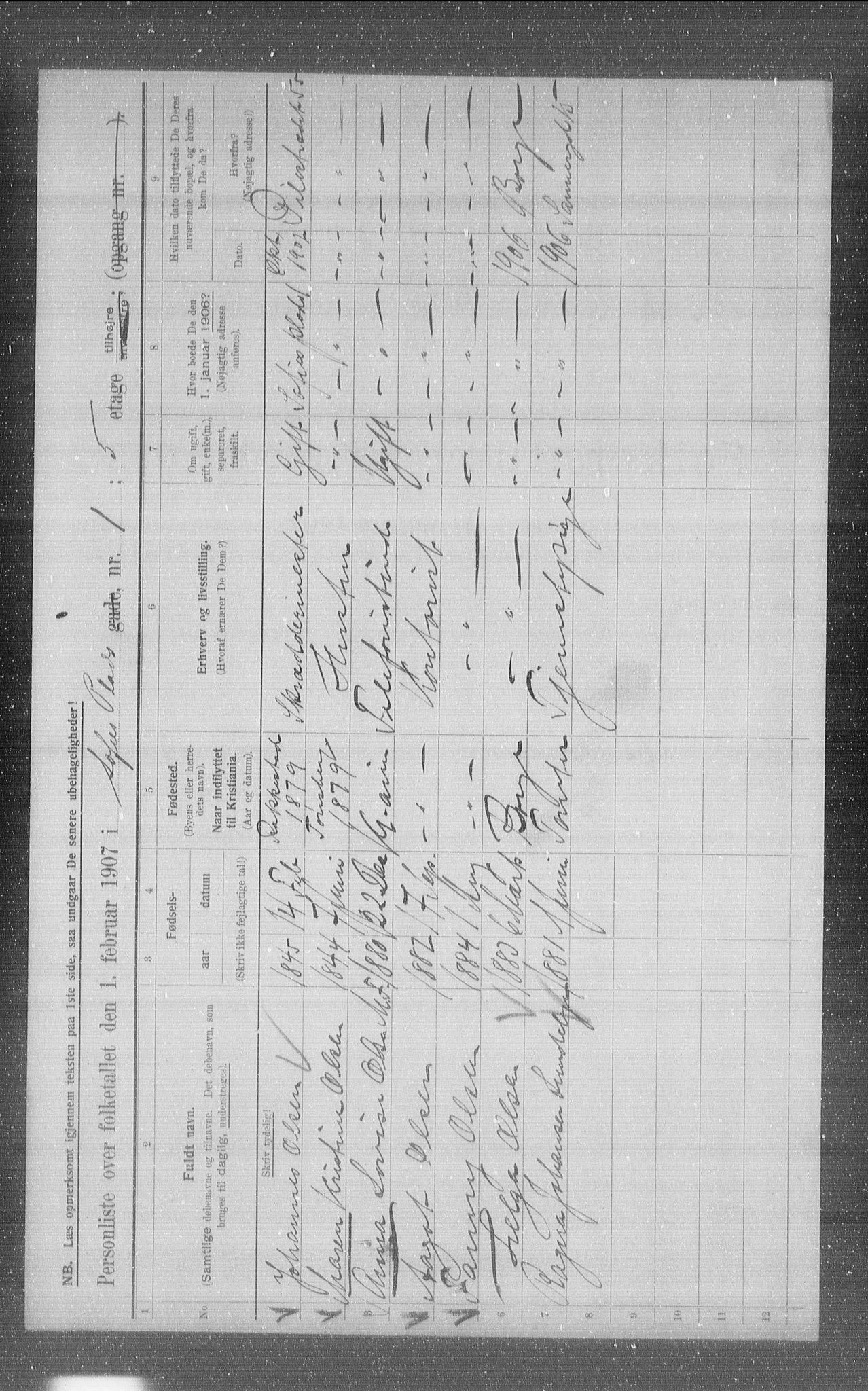 OBA, Municipal Census 1907 for Kristiania, 1907, p. 50748