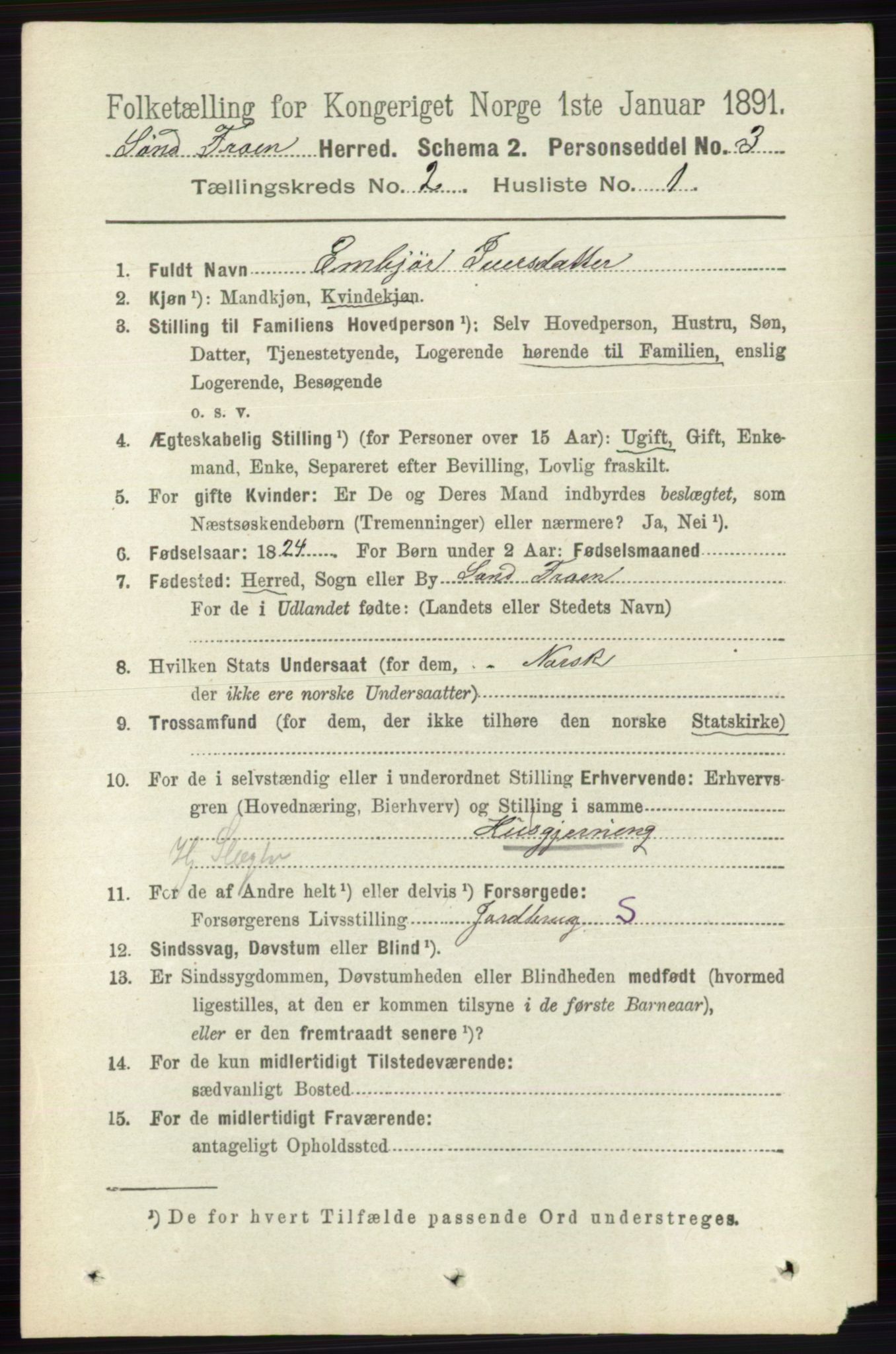 RA, 1891 census for 0519 Sør-Fron, 1891, p. 564