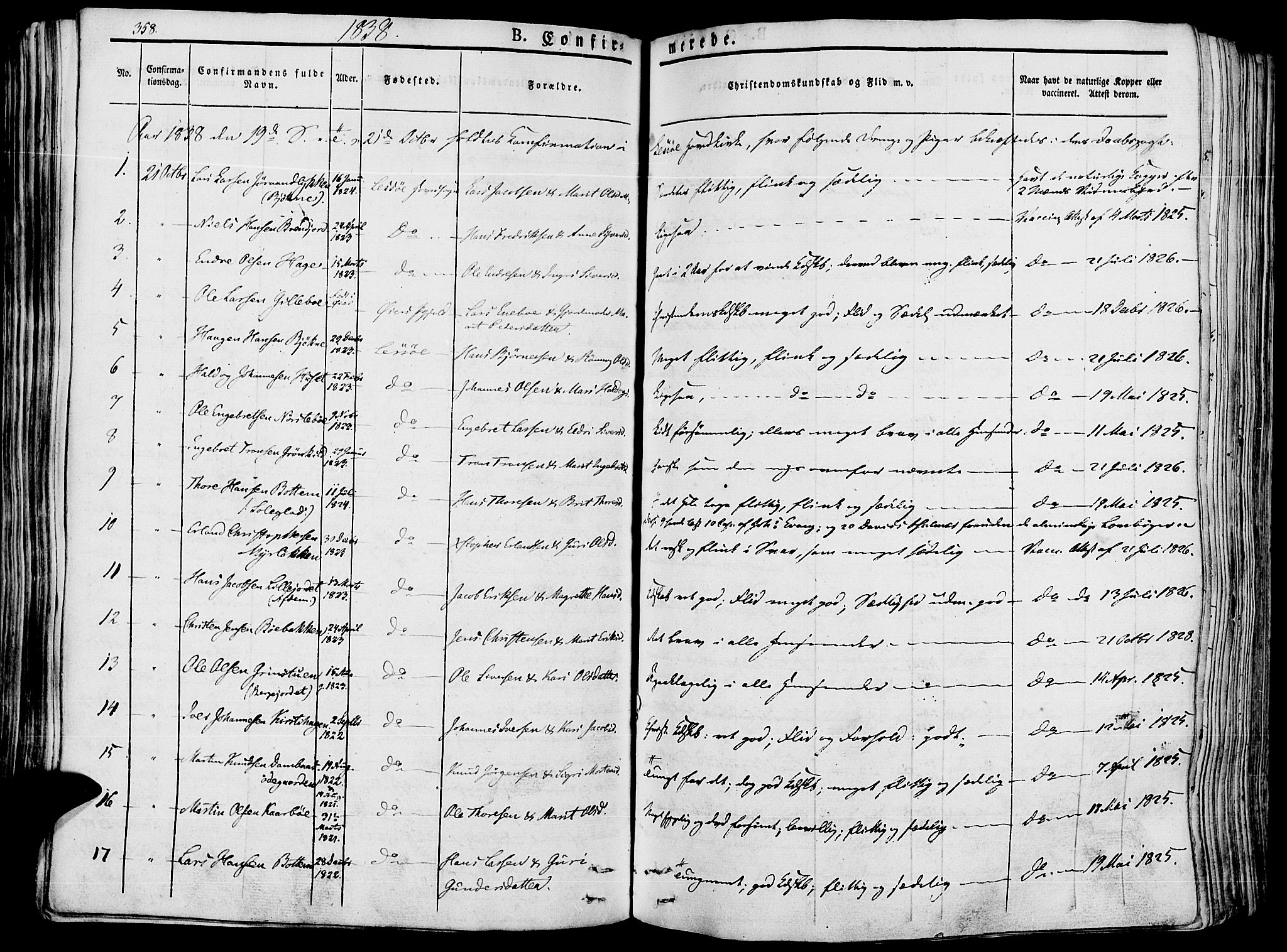 Lesja prestekontor, AV/SAH-PREST-068/H/Ha/Haa/L0005: Parish register (official) no. 5, 1830-1842, p. 358