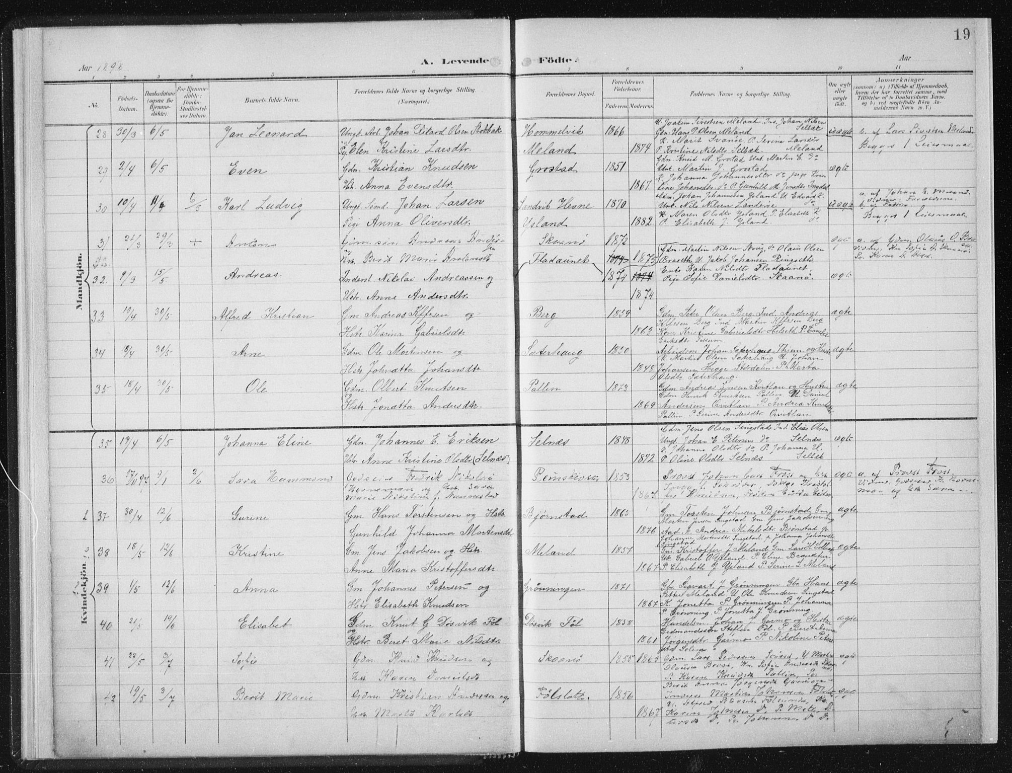 Ministerialprotokoller, klokkerbøker og fødselsregistre - Sør-Trøndelag, AV/SAT-A-1456/647/L0635: Parish register (official) no. 647A02, 1896-1911, p. 19