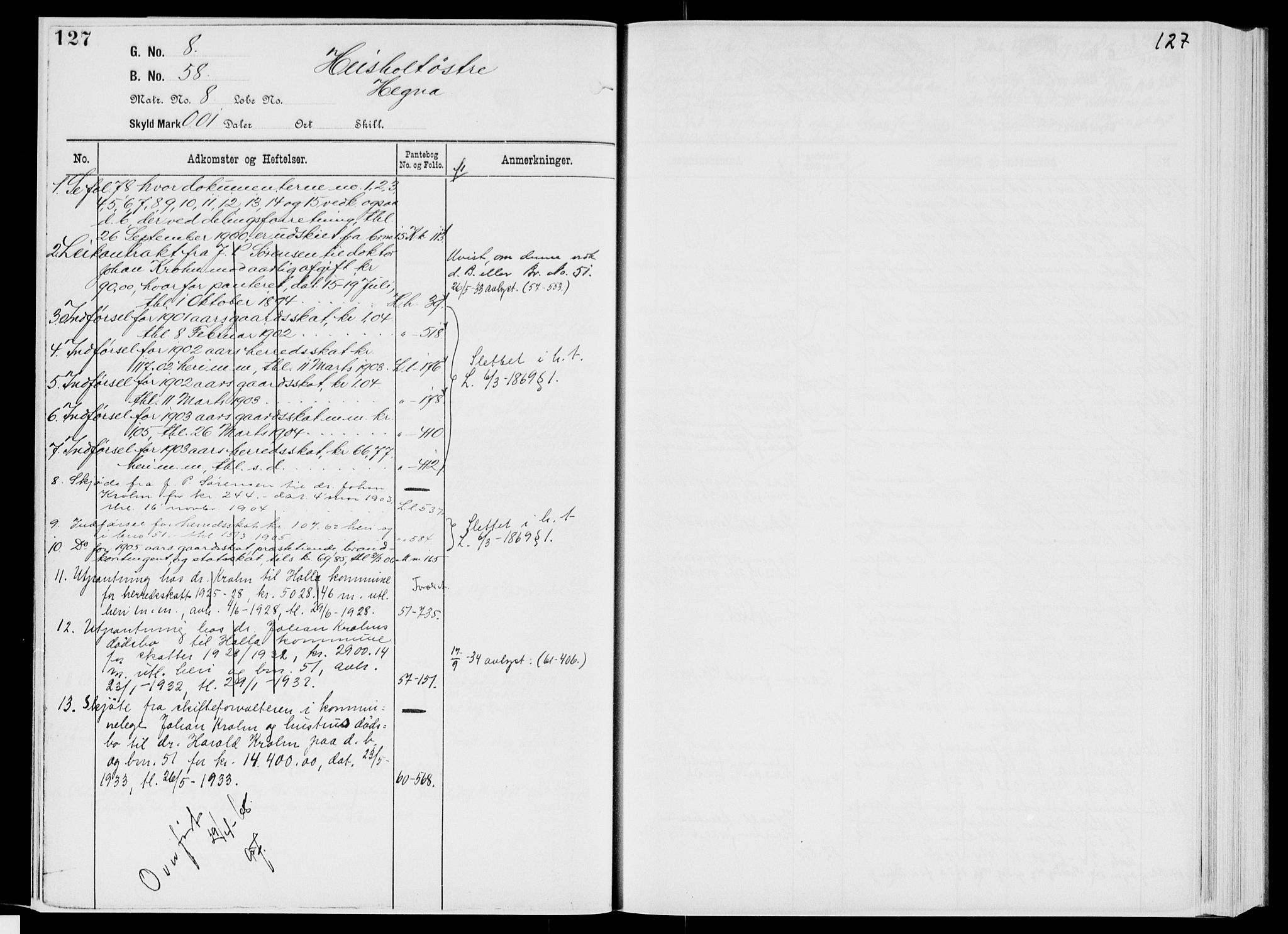 Nedre Telemark sorenskriveri, AV/SAKO-A-135/G/Gb/Gbg/L0001: Mortgage register no. VII 1, p. 127