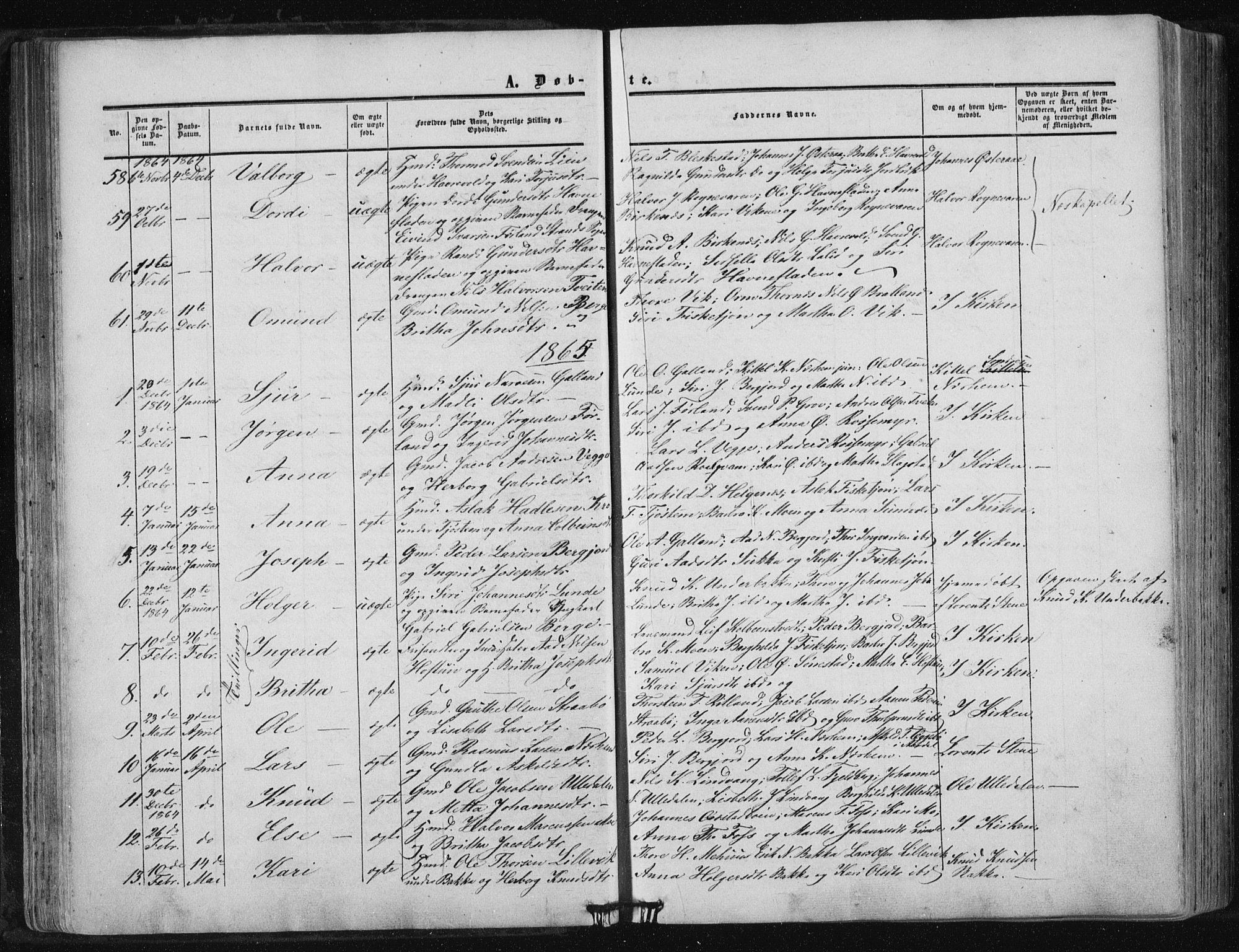 Suldal sokneprestkontor, AV/SAST-A-101845/01/IV/L0009: Parish register (official) no. A 9, 1854-1868