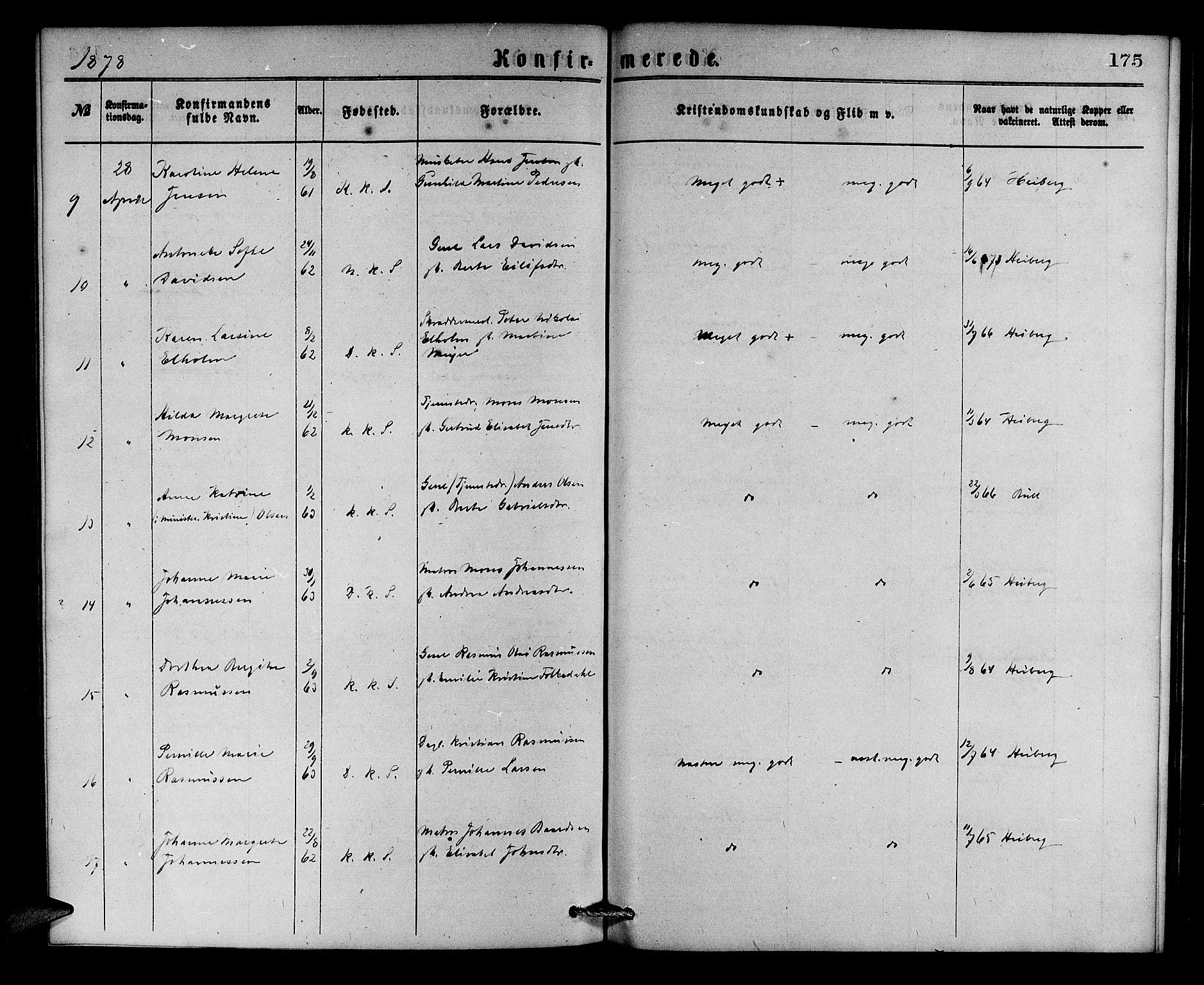 Korskirken sokneprestembete, AV/SAB-A-76101/H/Hab: Parish register (copy) no. C 2, 1869-1879, p. 175