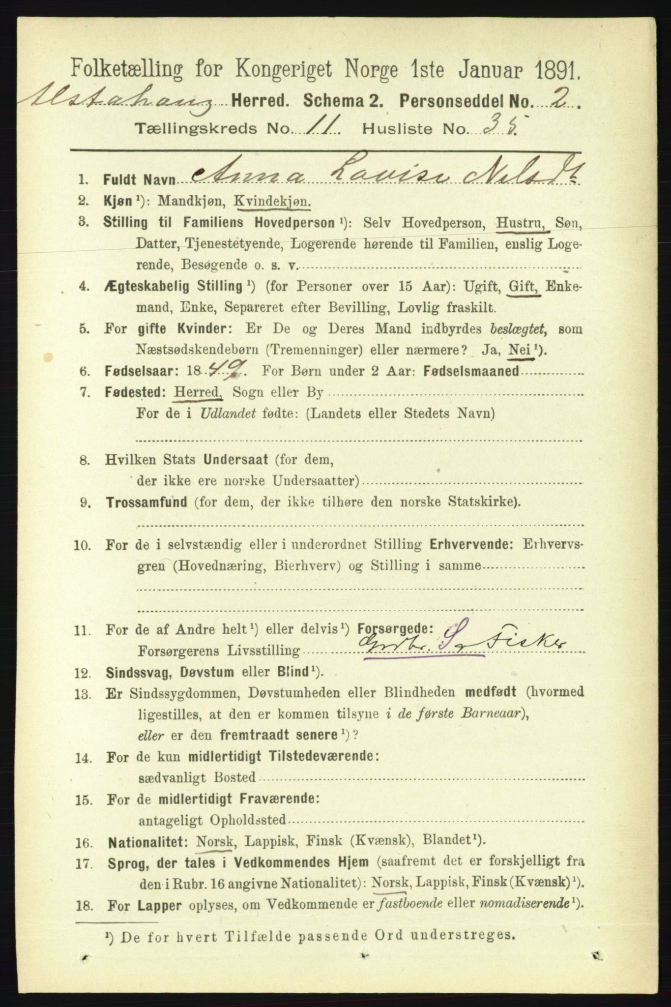 RA, 1891 census for 1820 Alstahaug, 1891, p. 4105