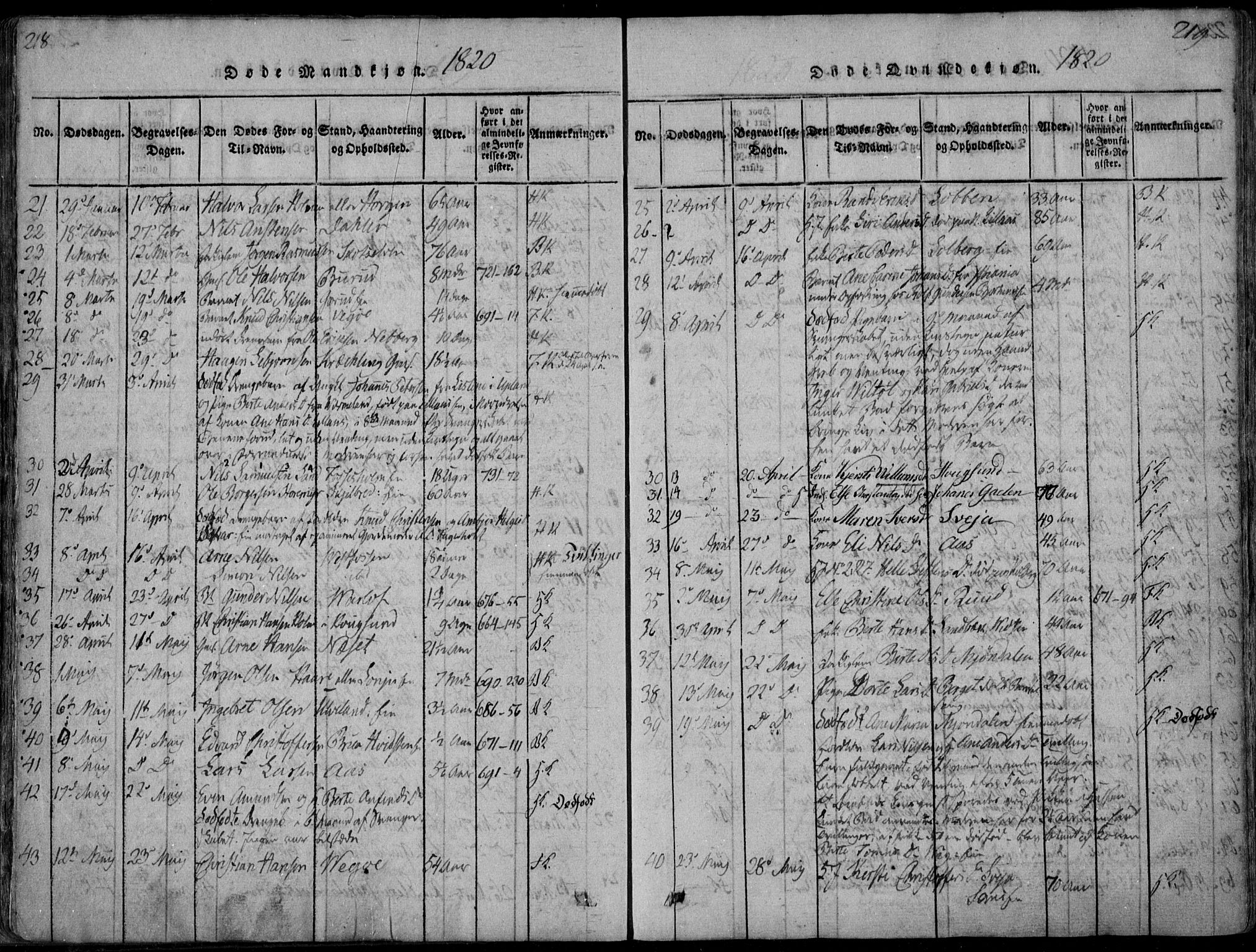 Eiker kirkebøker, AV/SAKO-A-4/F/Fa/L0011: Parish register (official) no. I 11, 1814-1827, p. 218-219