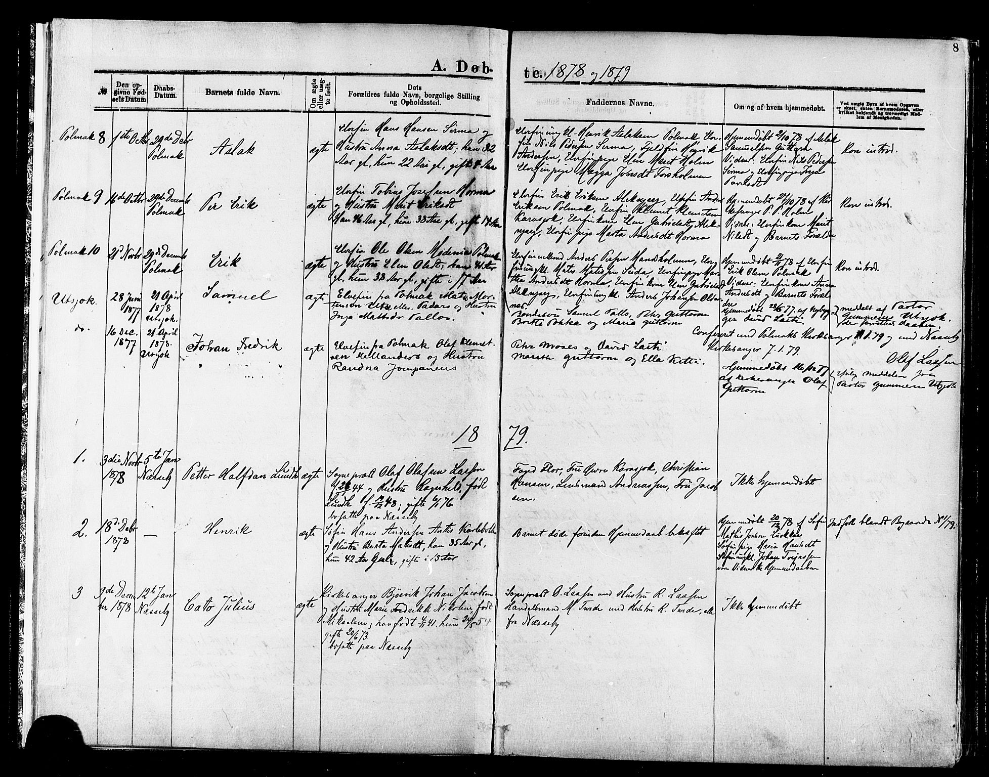 Nesseby sokneprestkontor, AV/SATØ-S-1330/H/Ha/L0004kirke: Parish register (official) no. 4, 1877-1884, p. 8