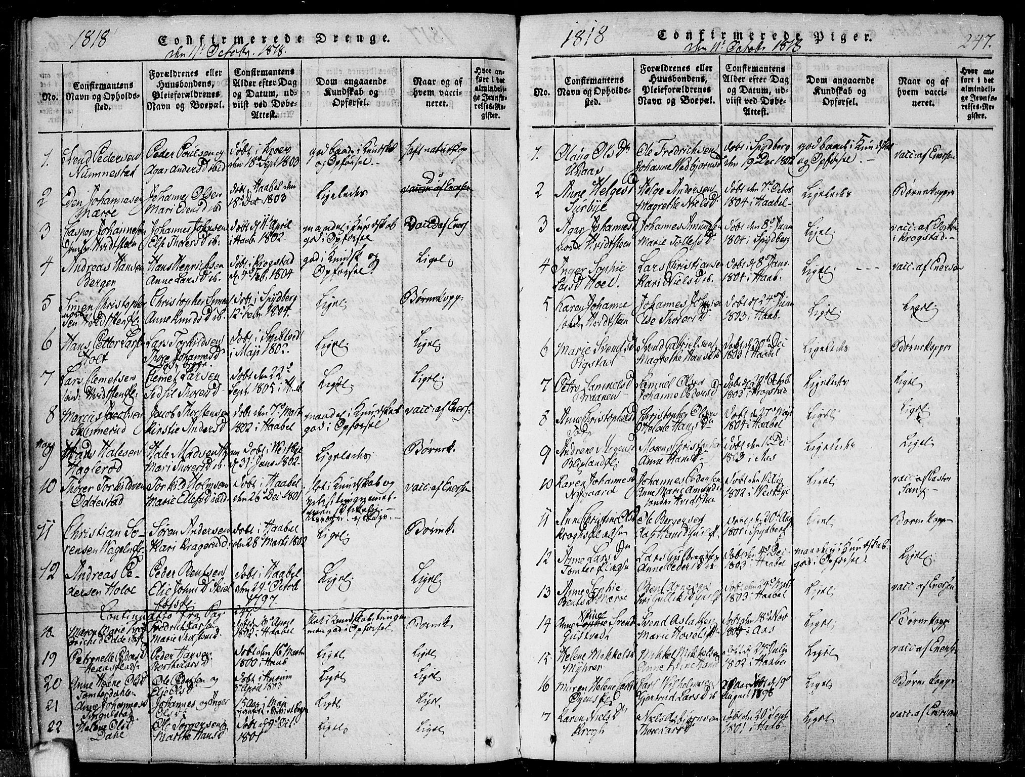 Hobøl prestekontor Kirkebøker, AV/SAO-A-2002/F/Fa/L0002: Parish register (official) no. I 2, 1814-1841, p. 247