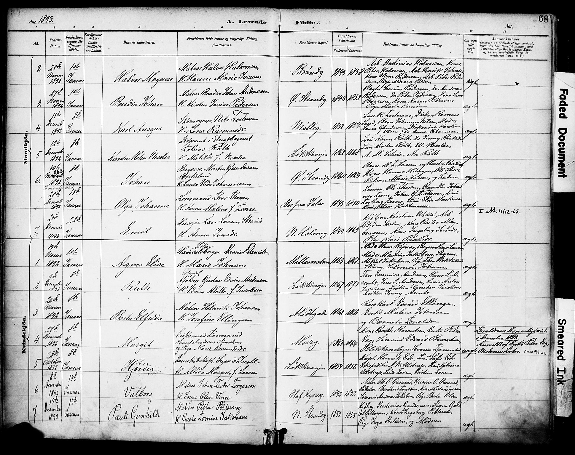 Domkirken sokneprestkontor, SAST/A-101812/001/30/30BA/L0030: Parish register (official) no. A 29, 1889-1902, p. 68