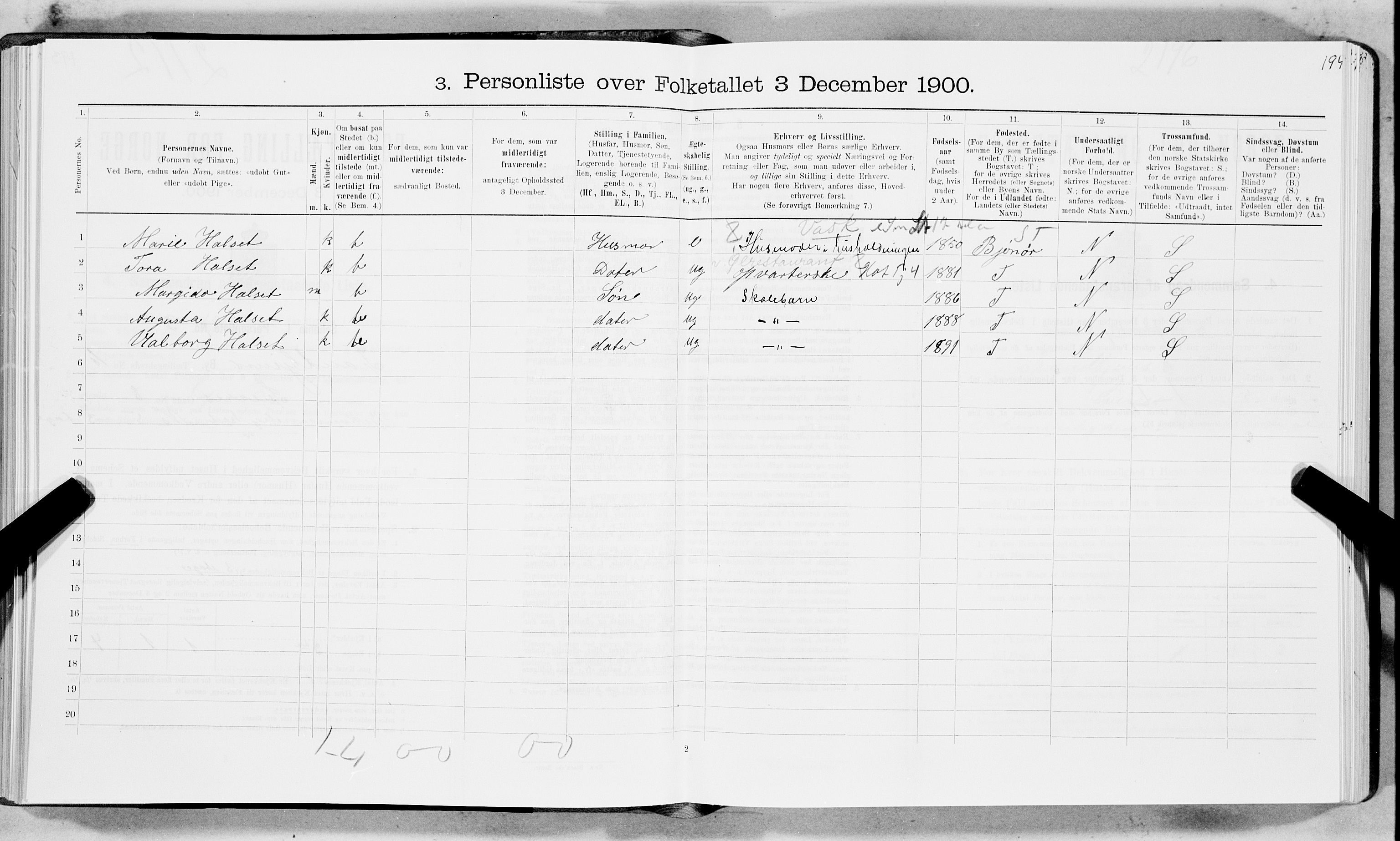 SAT, 1900 census for Trondheim, 1900, p. 1679