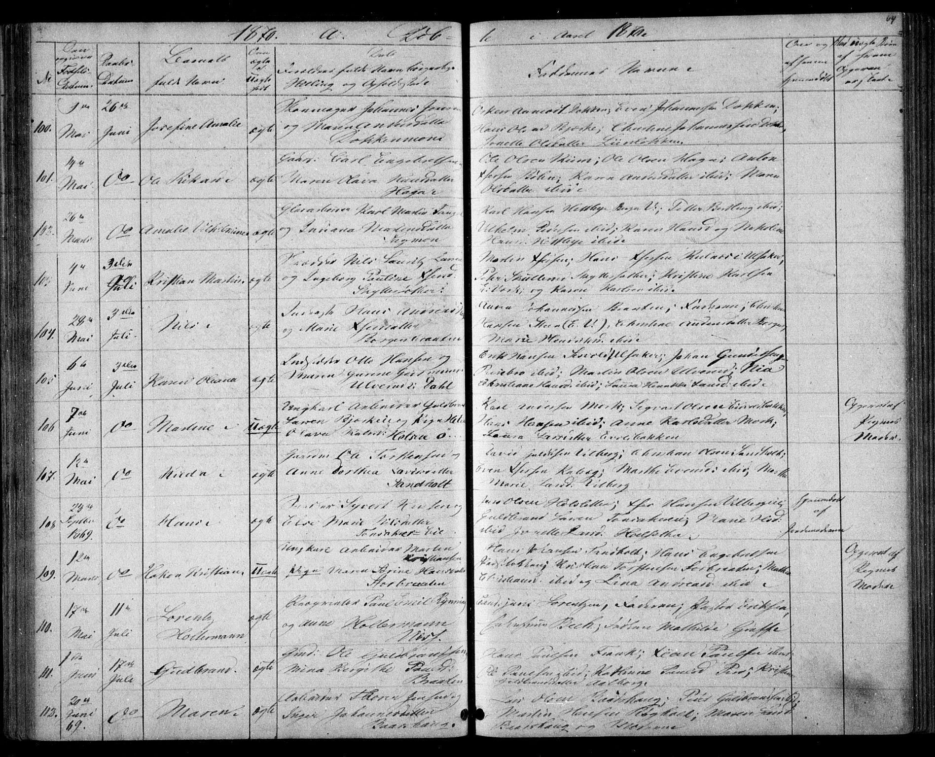 Eidsvoll prestekontor Kirkebøker, AV/SAO-A-10888/G/Ga/L0002: Parish register (copy) no. I 2, 1866-1871, p. 64