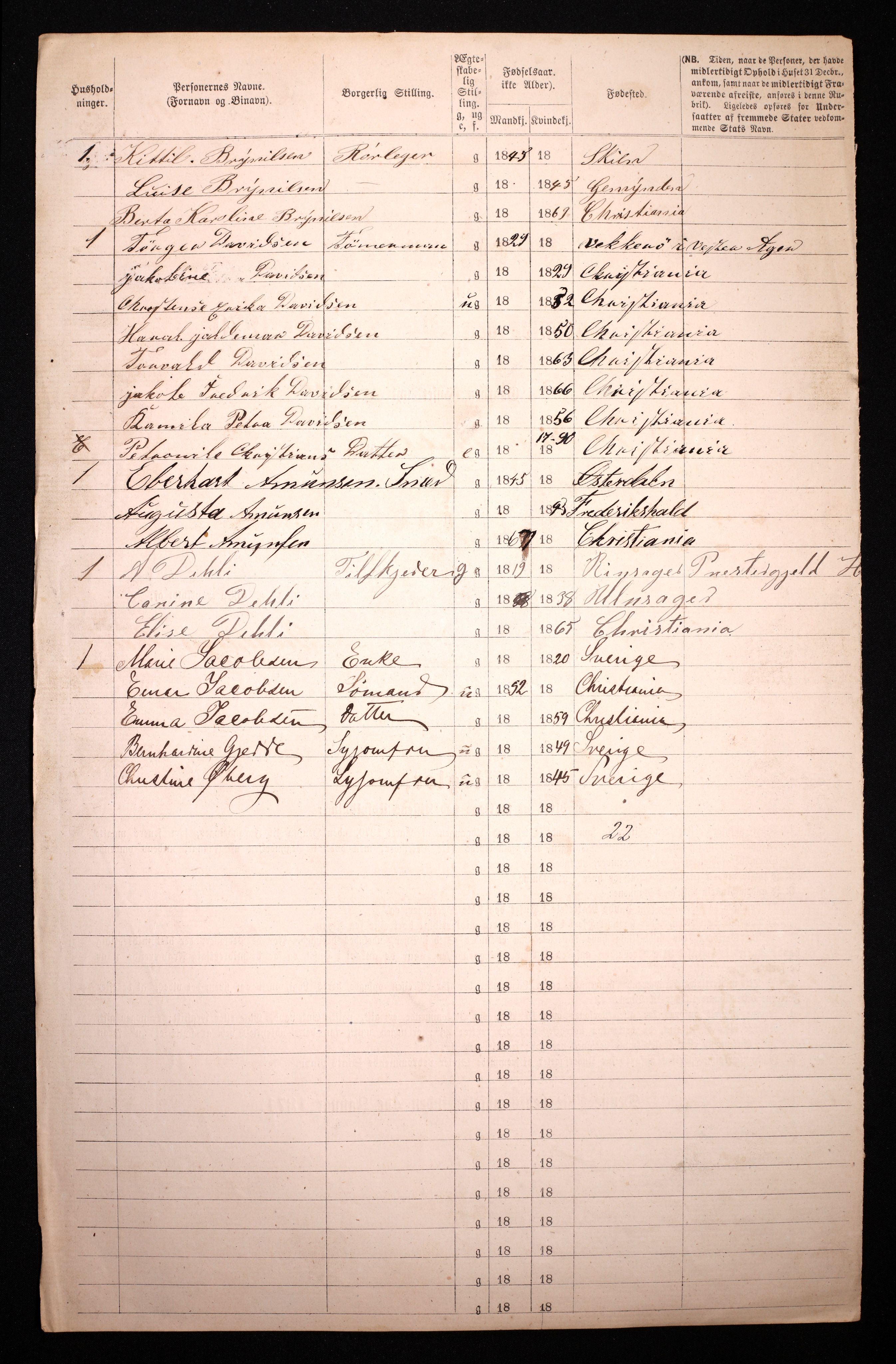 RA, 1870 census for 0301 Kristiania, 1870, p. 4563