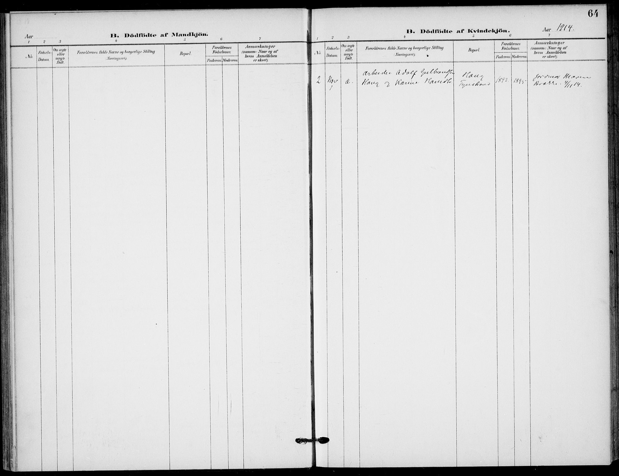 Hole kirkebøker, SAKO/A-228/F/Fb/L0003: Parish register (official) no. II 3, 1906-1916, p. 64