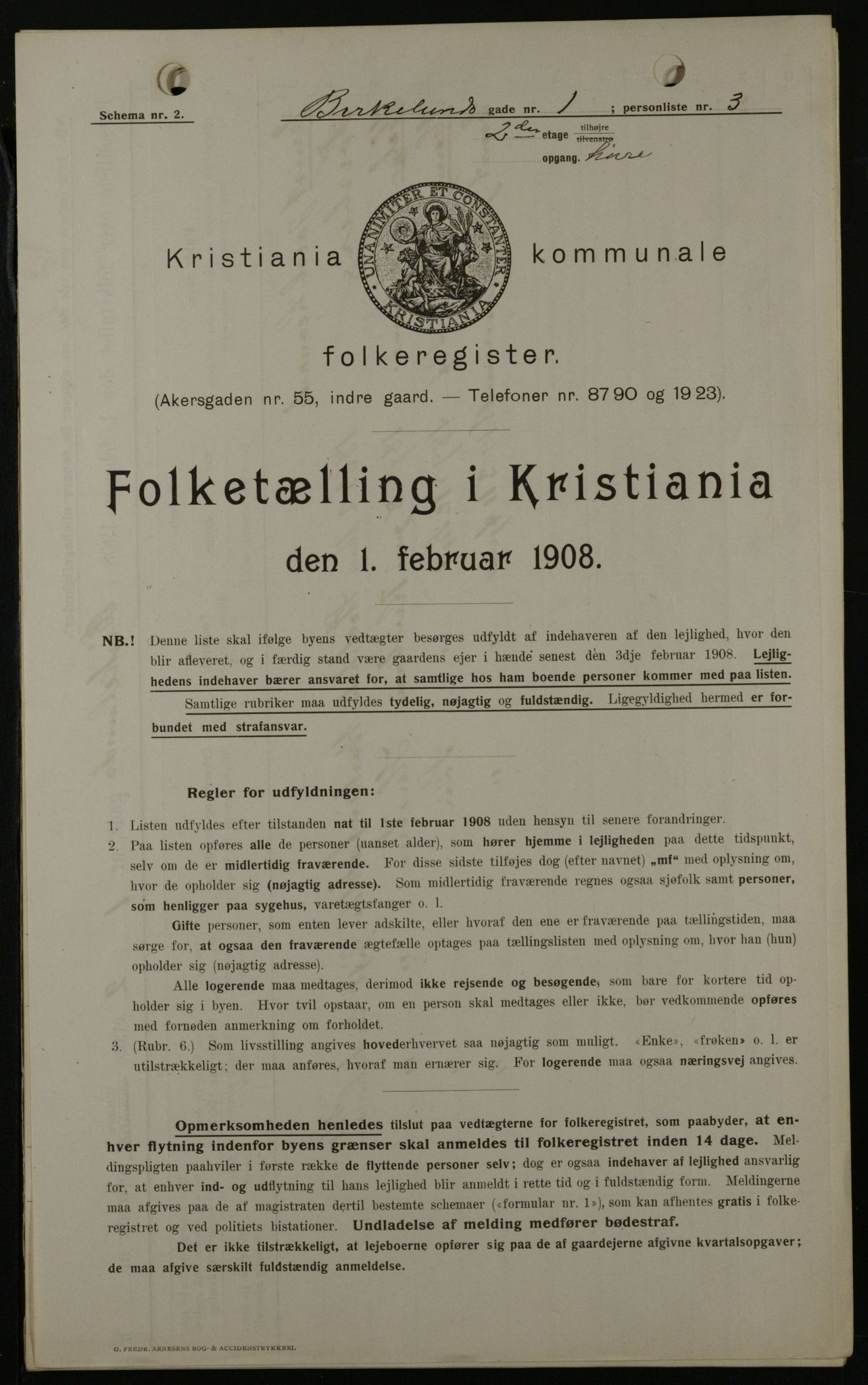 OBA, Municipal Census 1908 for Kristiania, 1908, p. 4949