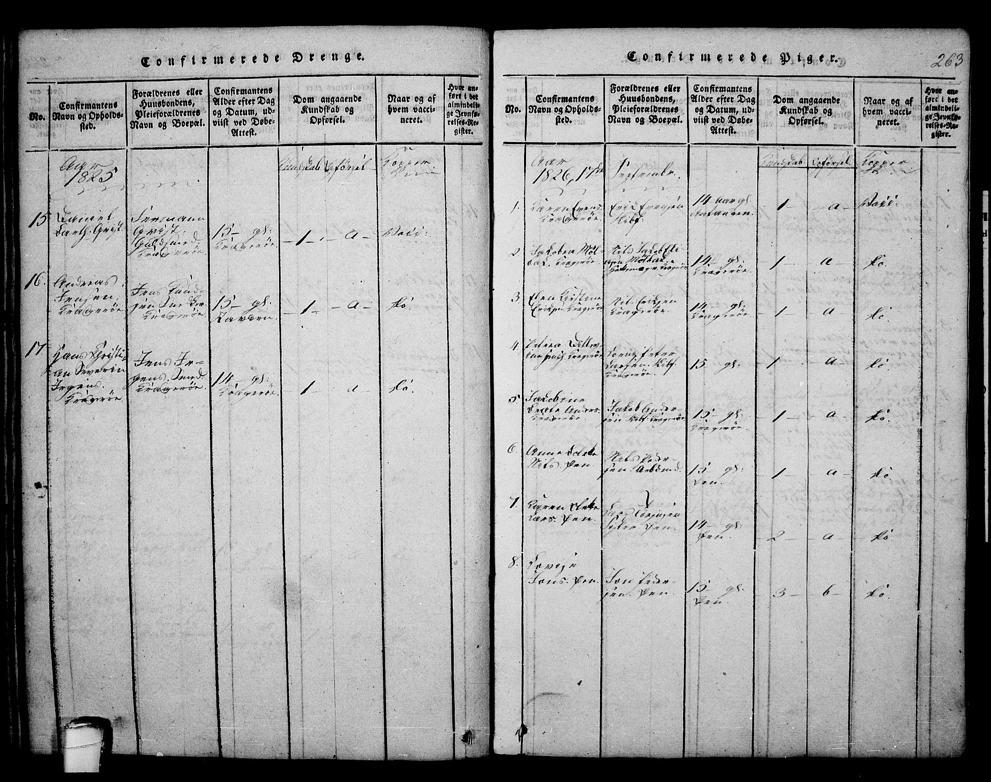 Kragerø kirkebøker, SAKO/A-278/F/Fa/L0004: Parish register (official) no. 4, 1814-1831, p. 263