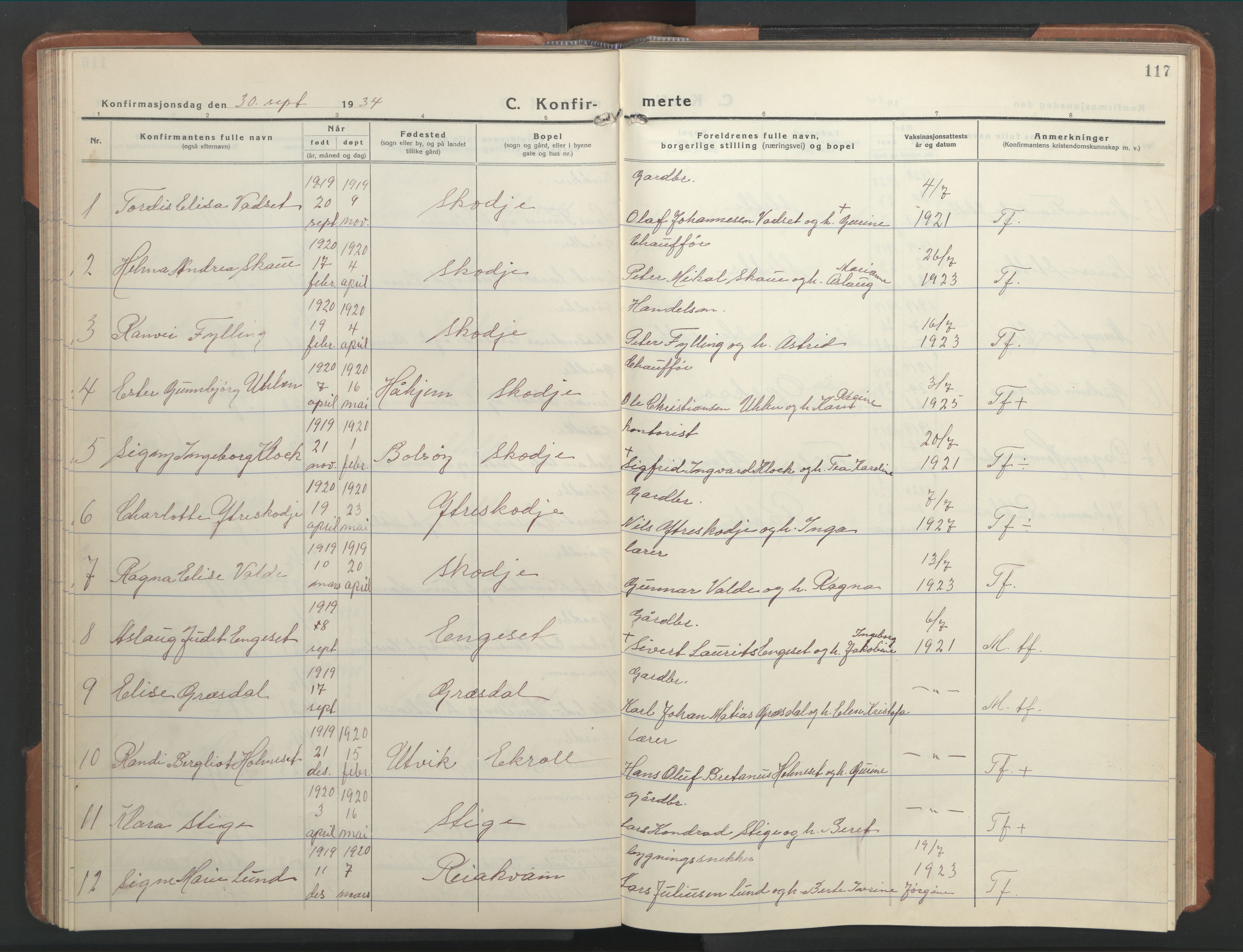 Ministerialprotokoller, klokkerbøker og fødselsregistre - Møre og Romsdal, AV/SAT-A-1454/524/L0367: Parish register (copy) no. 524C08, 1932-1951, p. 117