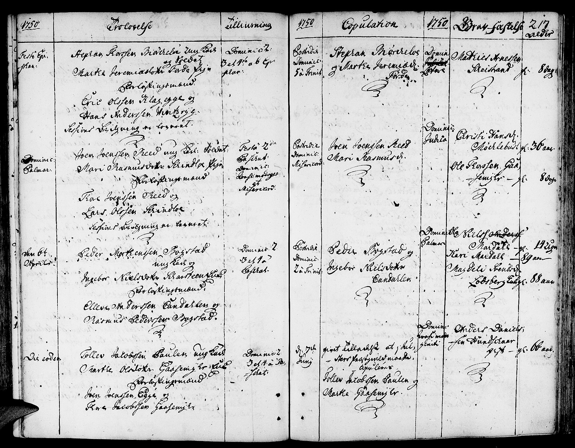 Gloppen sokneprestembete, AV/SAB-A-80101/H/Haa/Haaa/L0003: Parish register (official) no. A 3, 1739-1757, p. 217