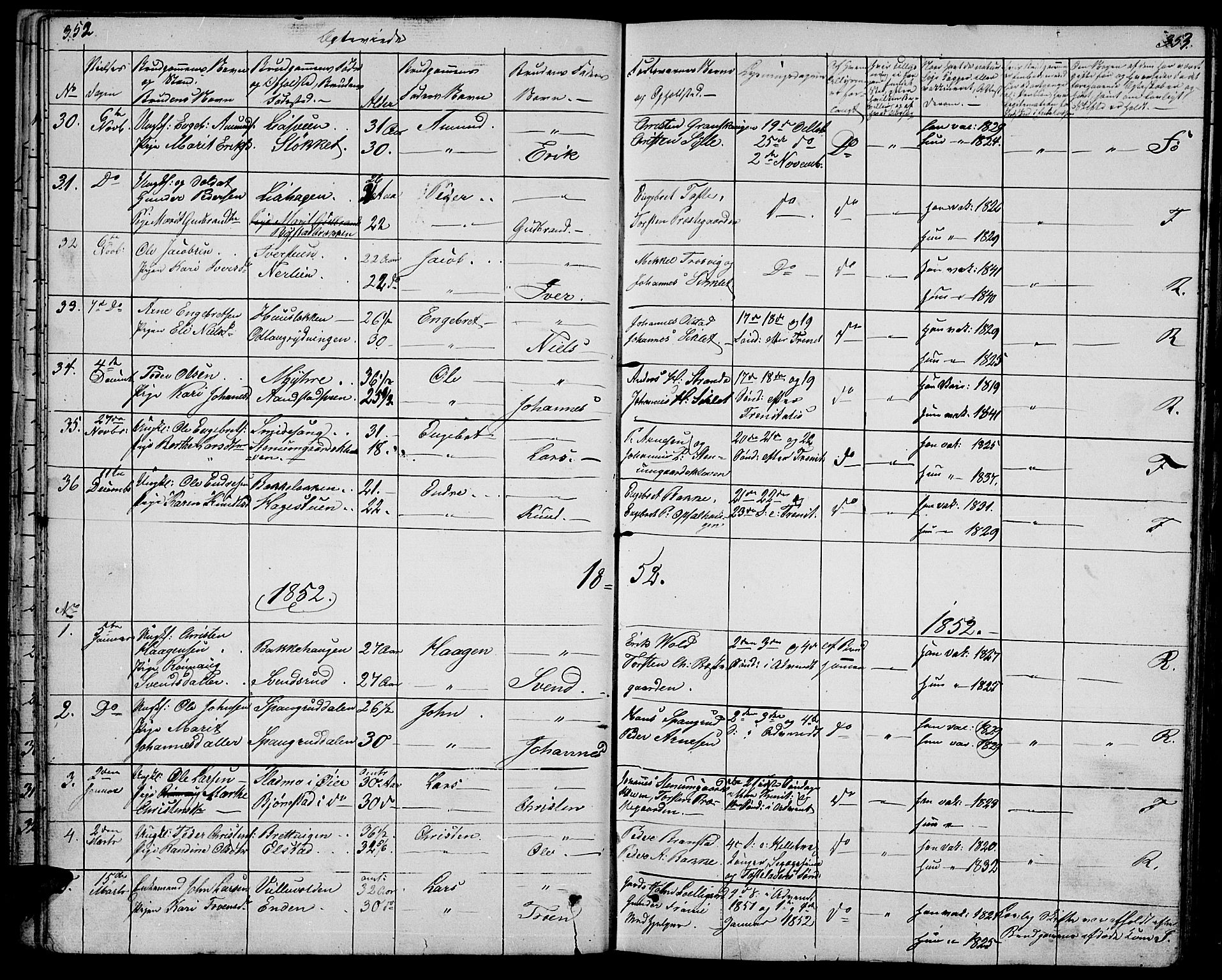 Ringebu prestekontor, SAH/PREST-082/H/Ha/Hab/L0002: Parish register (copy) no. 2, 1839-1853, p. 352-353