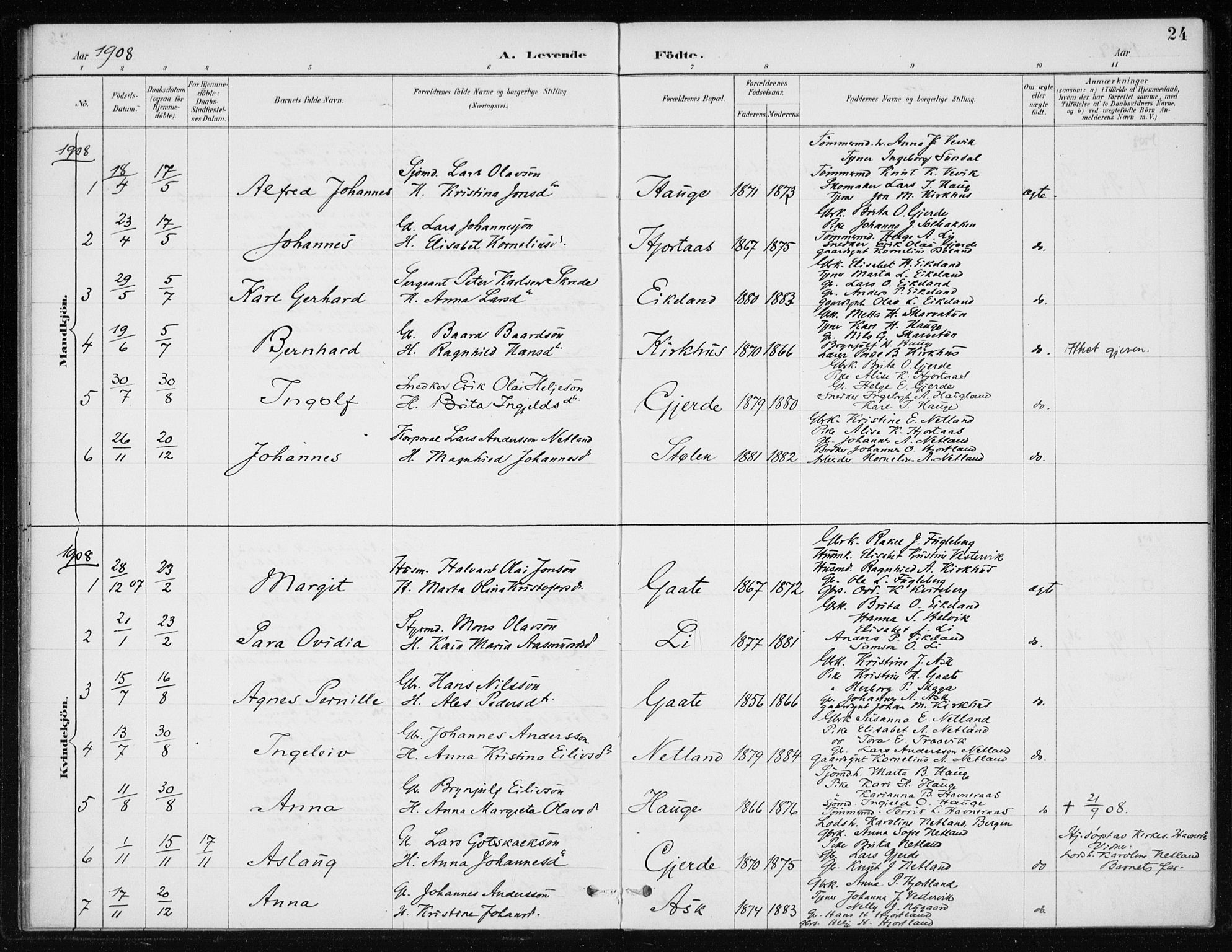Kvinnherad sokneprestembete, SAB/A-76401/H/Haa: Parish register (official) no. C 1, 1885-1912, p. 24