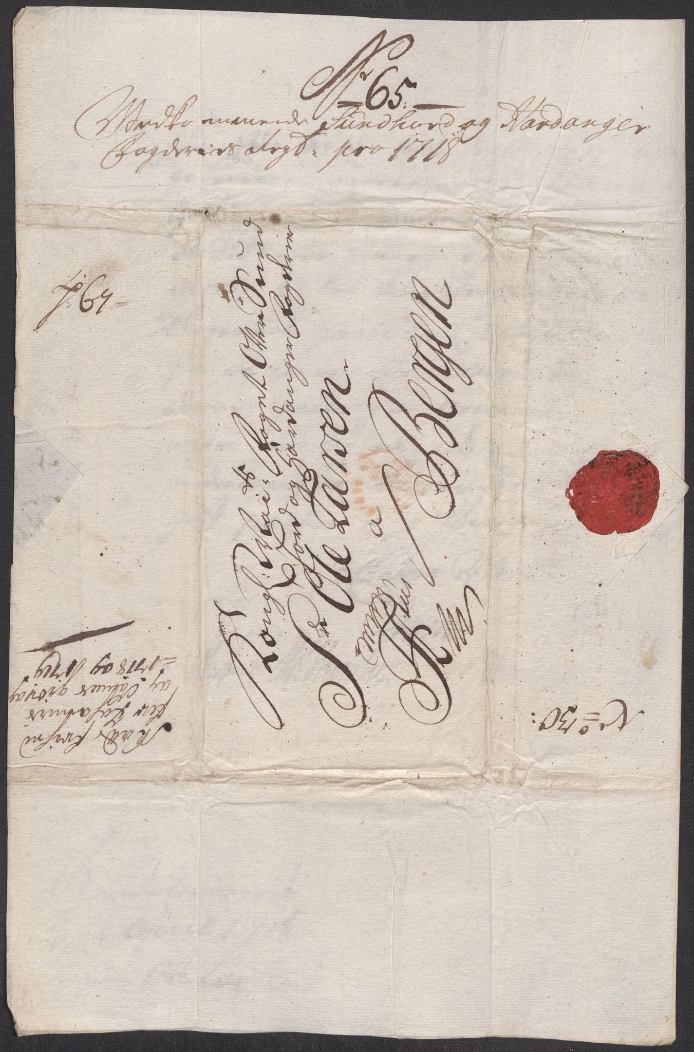 Rentekammeret inntil 1814, Reviderte regnskaper, Fogderegnskap, AV/RA-EA-4092/R48/L2996: Fogderegnskap Sunnhordland og Hardanger, 1718, p. 64