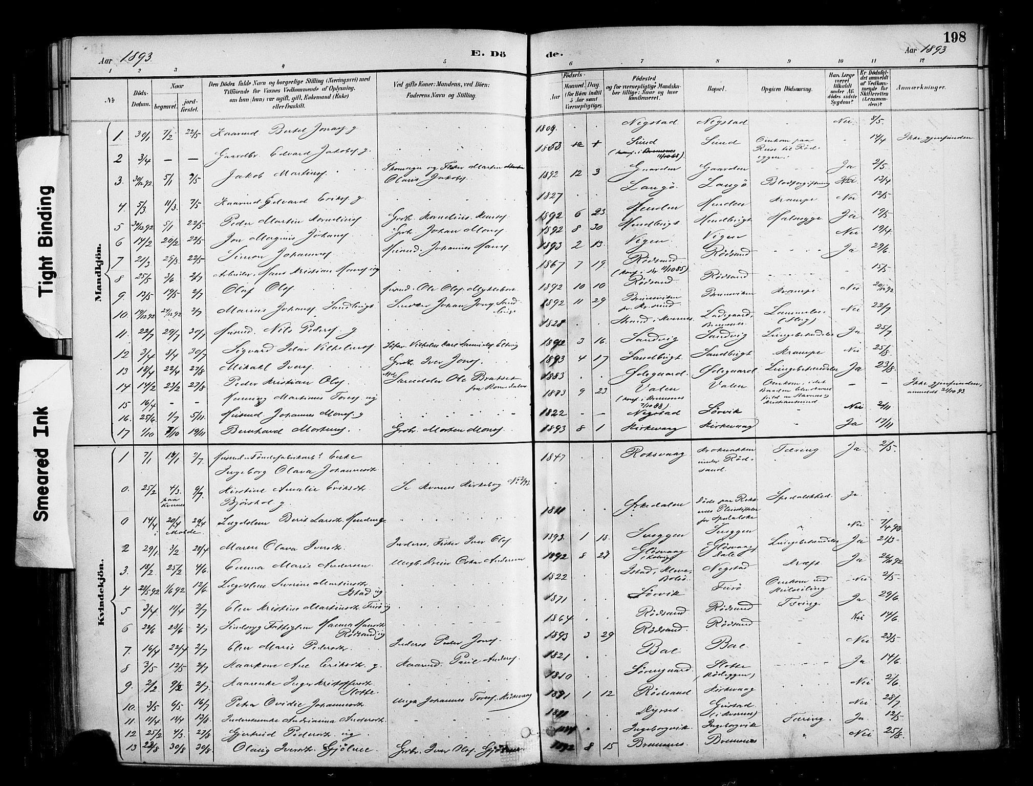 Ministerialprotokoller, klokkerbøker og fødselsregistre - Møre og Romsdal, SAT/A-1454/569/L0819: Parish register (official) no. 569A05, 1885-1899, p. 198