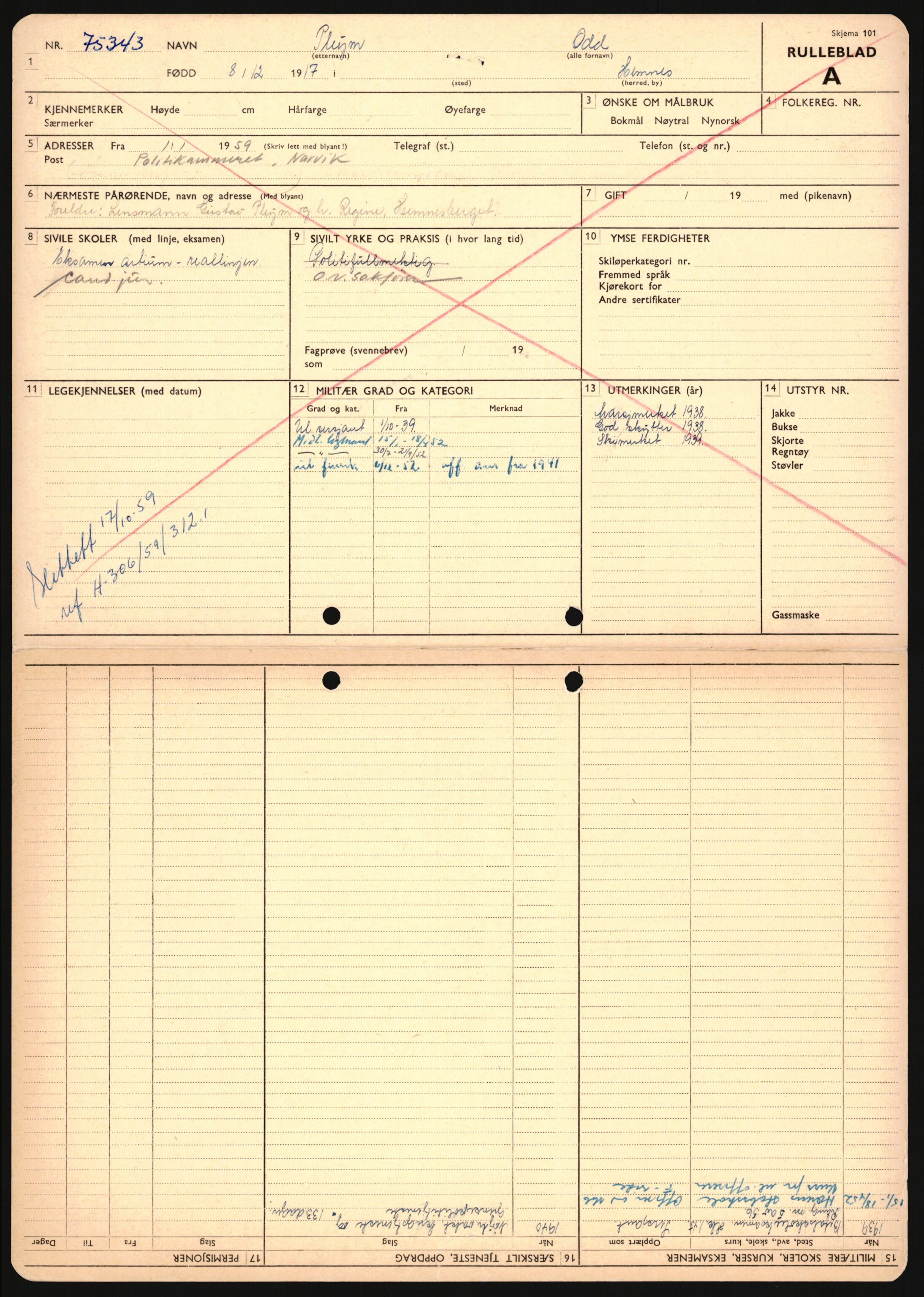 Forsvaret, Sør-Hålogaland landforsvar, AV/RA-RAFA-2552/P/Pa/L0303: Personellmapper for slettet personell, yrkesbefal og vernepliktig befal, født 1917-1920, 1936-1980, p. 217