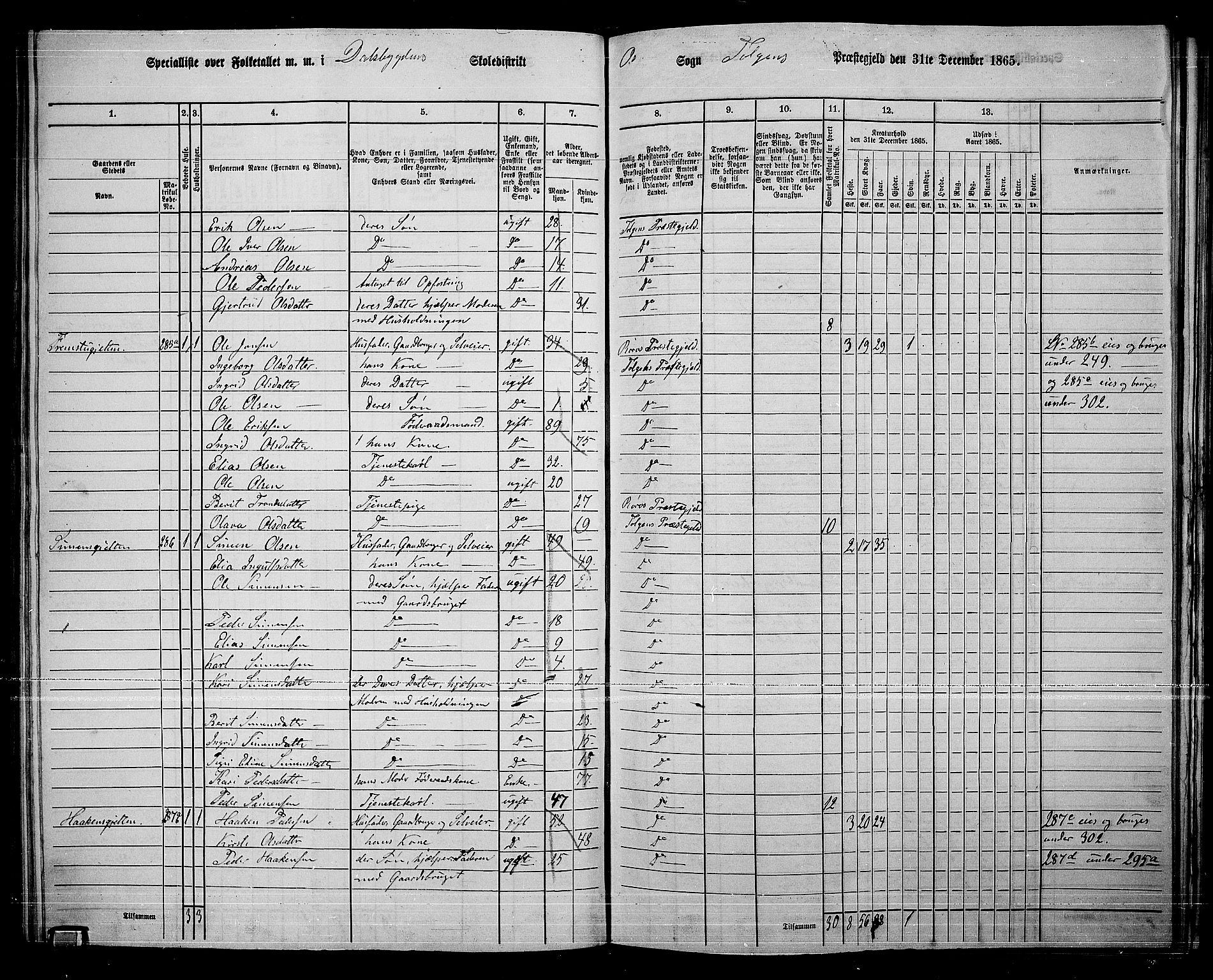 RA, 1865 census for Tolga, 1865, p. 120