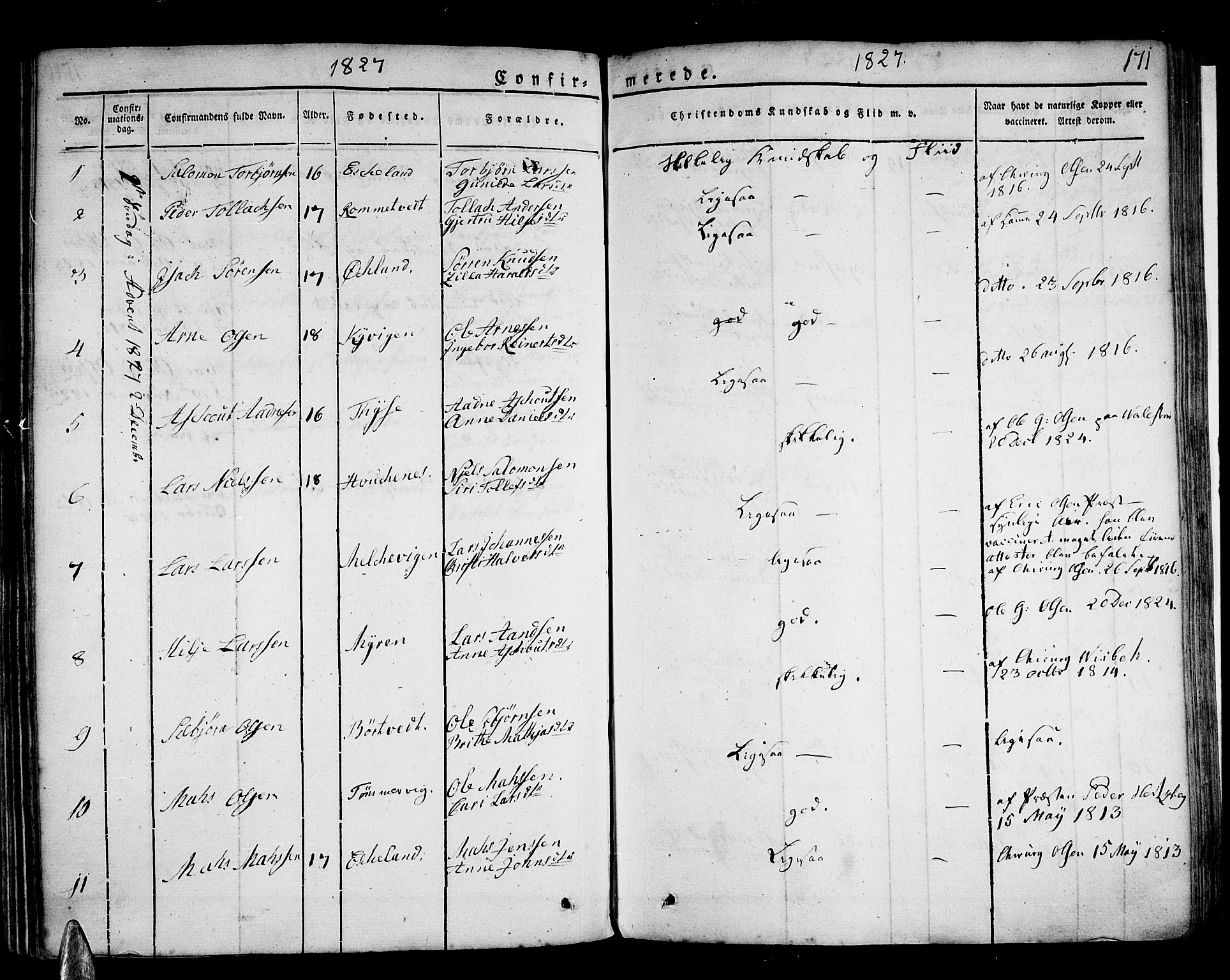 Stord sokneprestembete, SAB/A-78201/H/Haa: Parish register (official) no. A 6, 1826-1840, p. 171