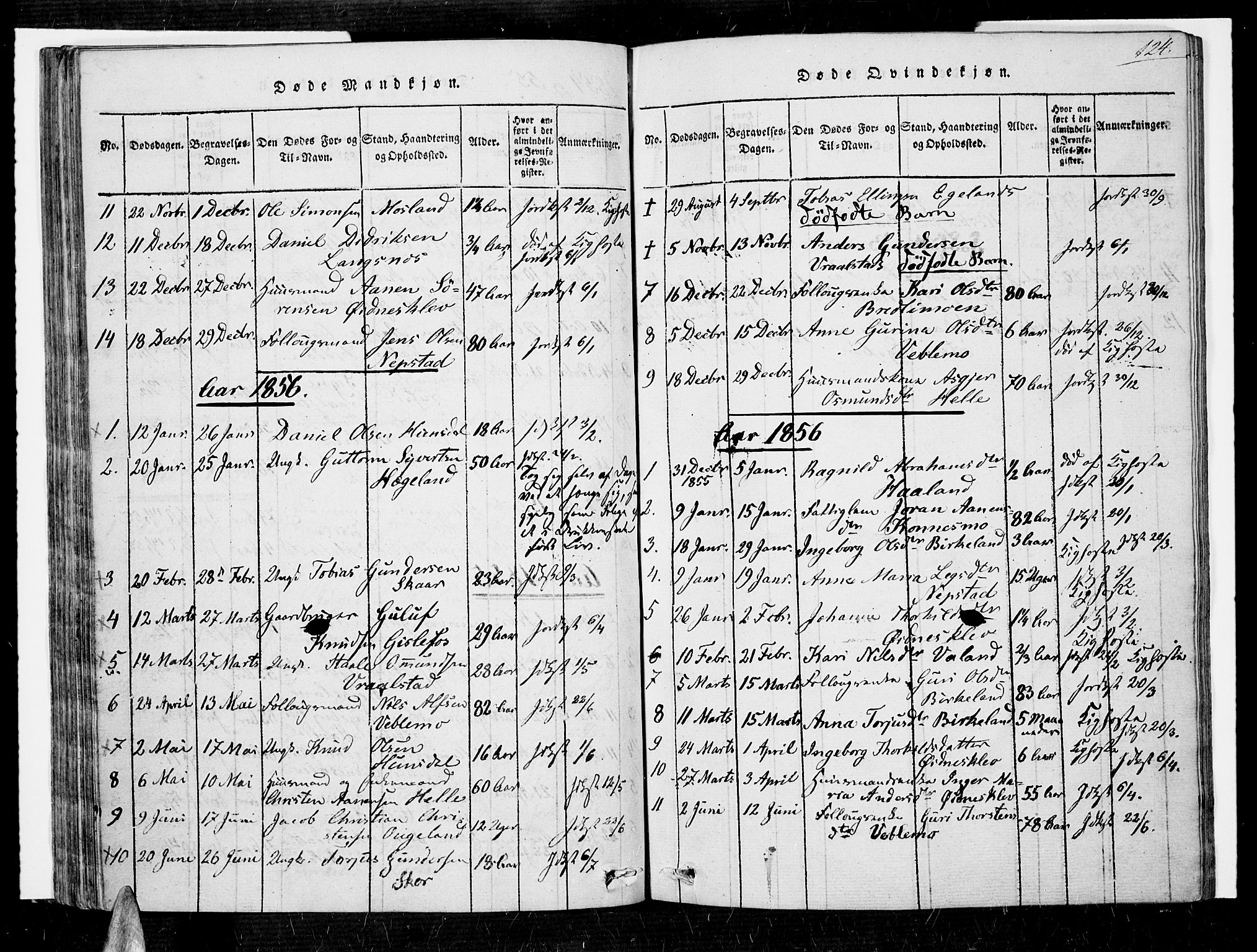 Nord-Audnedal sokneprestkontor, AV/SAK-1111-0032/F/Fa/Faa/L0001: Parish register (official) no. A 1, 1815-1856, p. 124