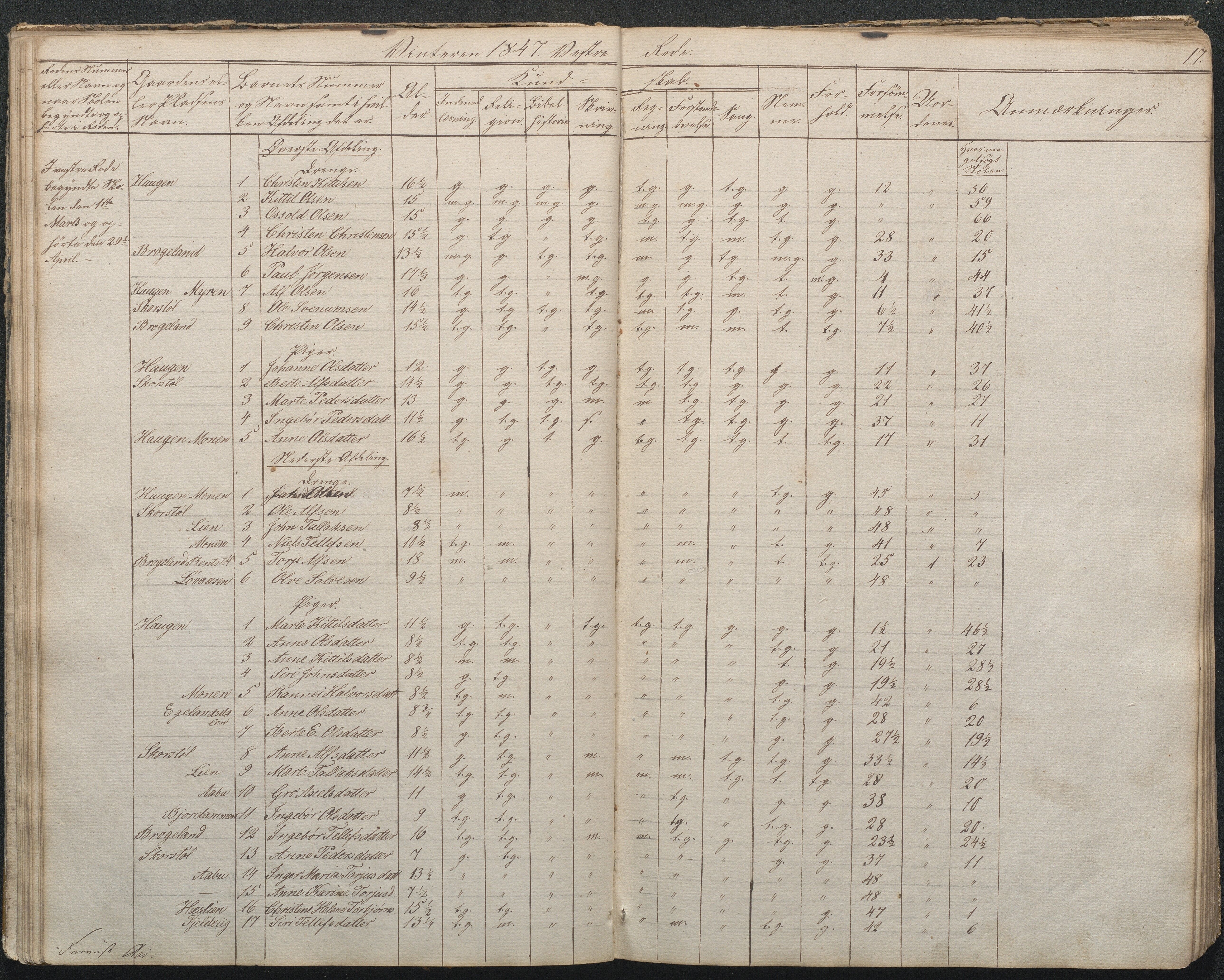 Gjerstad Kommune, Gjerstad Skole, AAKS/KA0911-550a/F02/L0002: Skolejournal/protokoll 7.skoledistrikt, 1844-1886, p. 17