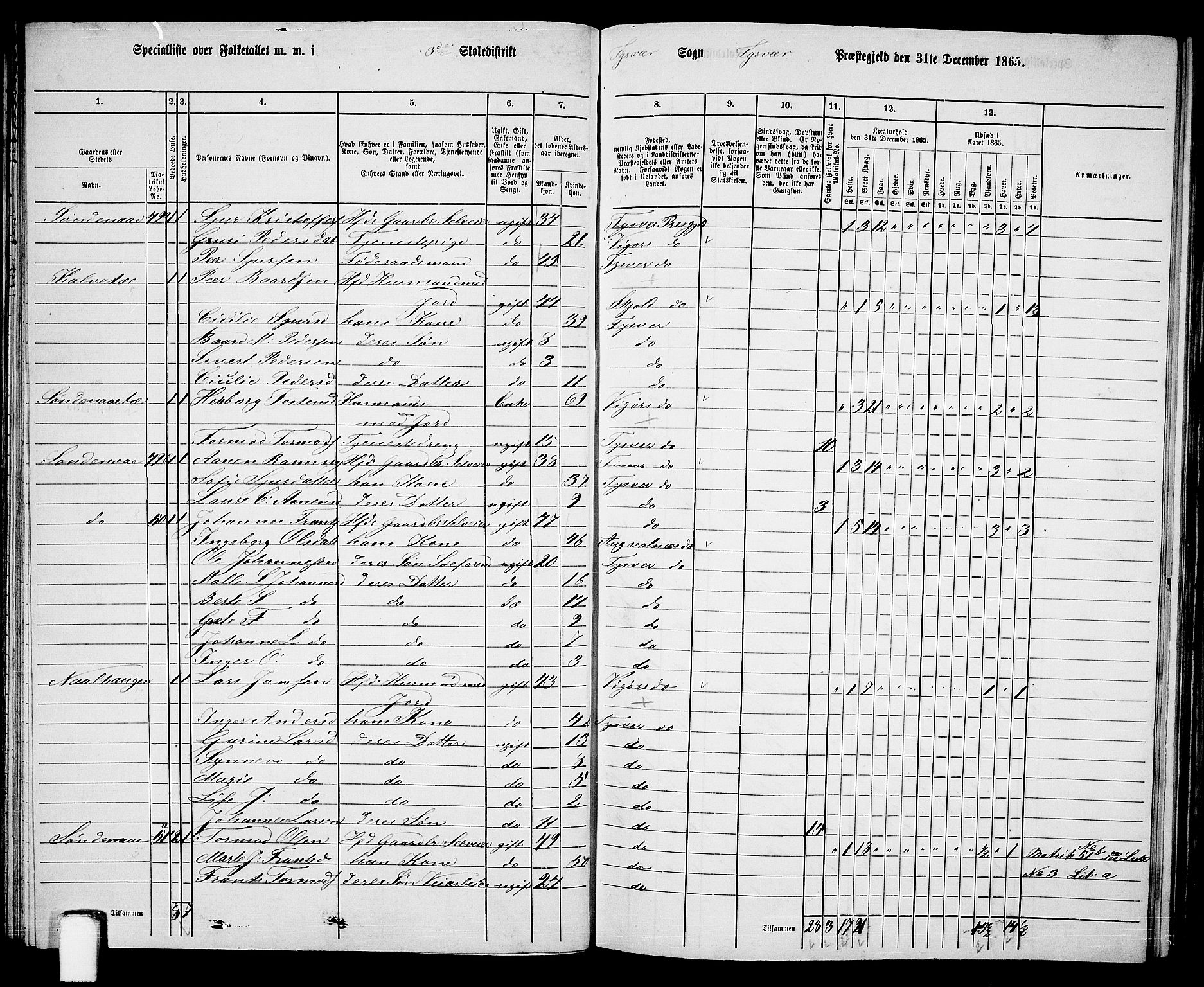 RA, 1865 census for Tysvær, 1865, p. 49