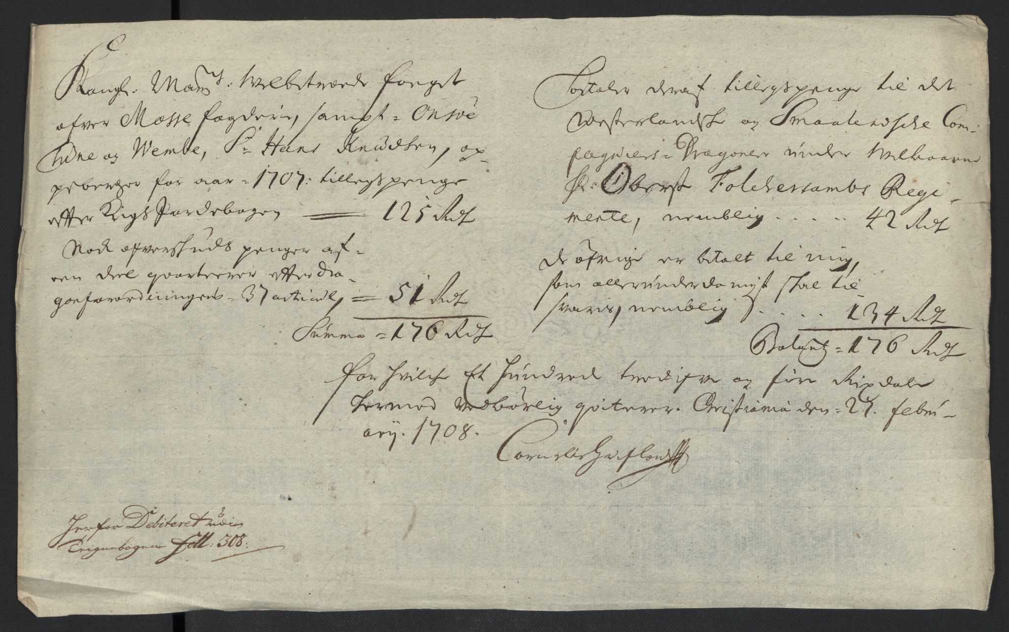 Rentekammeret inntil 1814, Reviderte regnskaper, Fogderegnskap, RA/EA-4092/R04/L0134: Fogderegnskap Moss, Onsøy, Tune, Veme og Åbygge, 1707-1708, p. 112