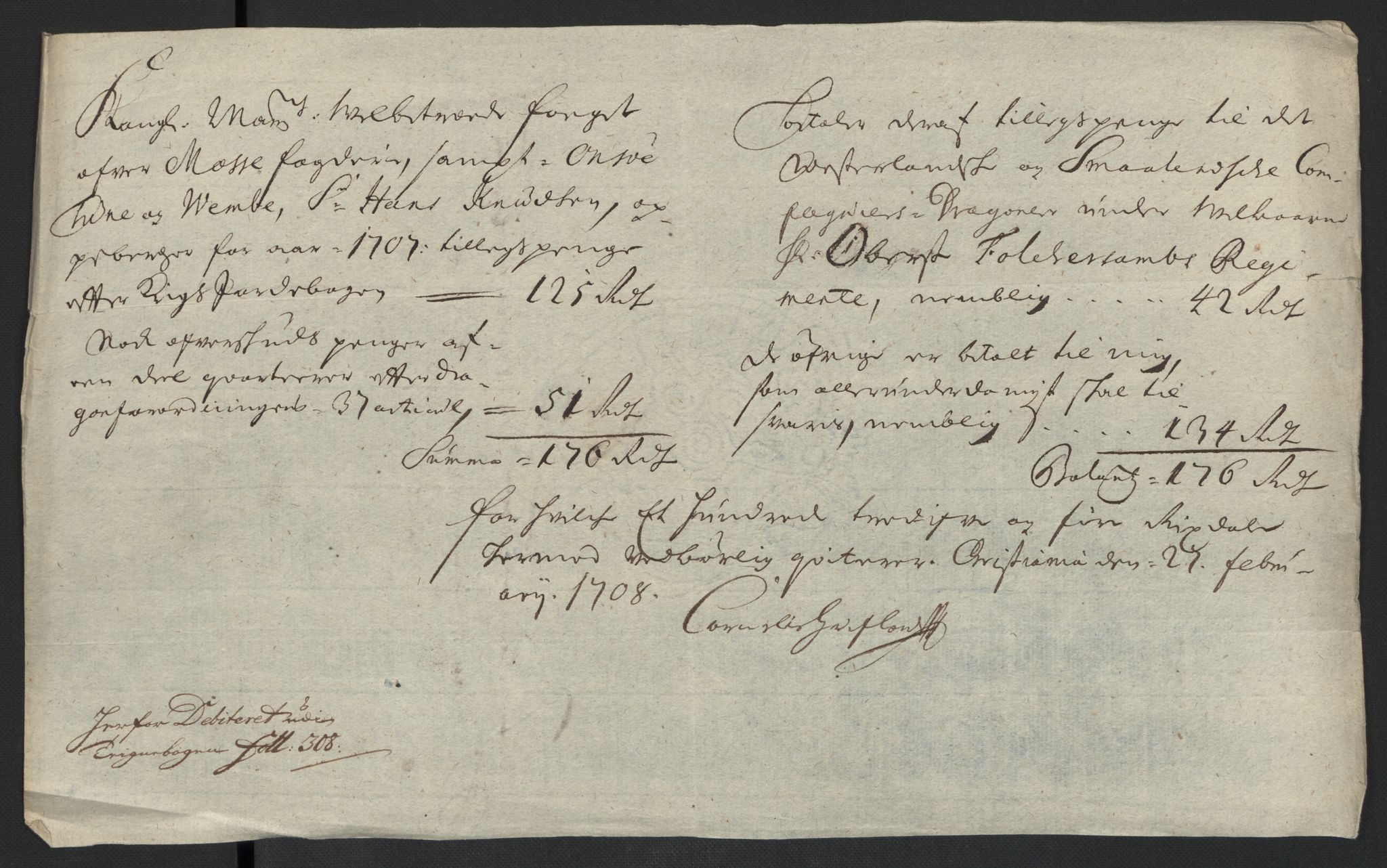 Rentekammeret inntil 1814, Reviderte regnskaper, Fogderegnskap, AV/RA-EA-4092/R04/L0134: Fogderegnskap Moss, Onsøy, Tune, Veme og Åbygge, 1707-1708, p. 112