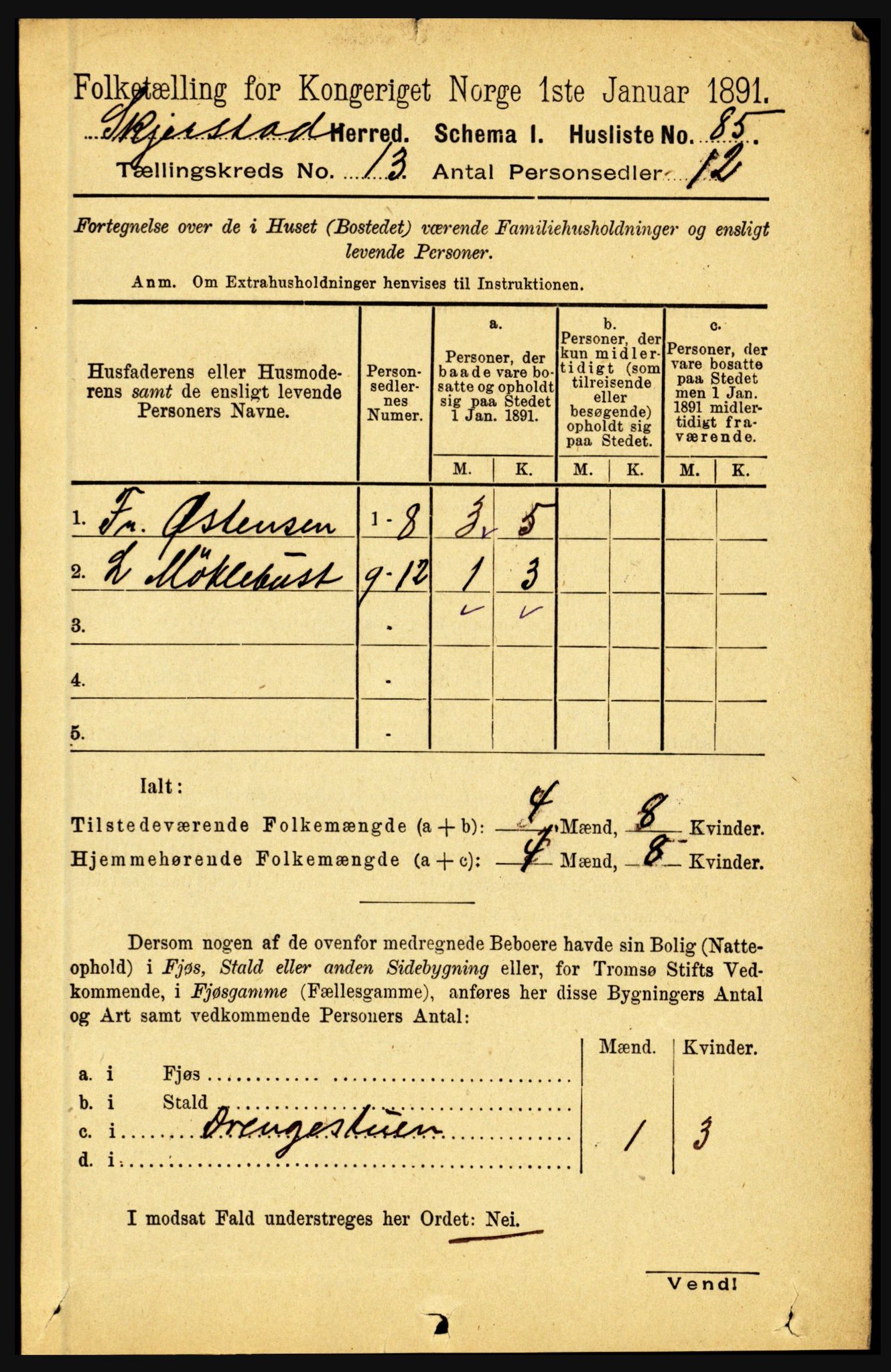 RA, 1891 census for 1842 Skjerstad, 1891, p. 4396