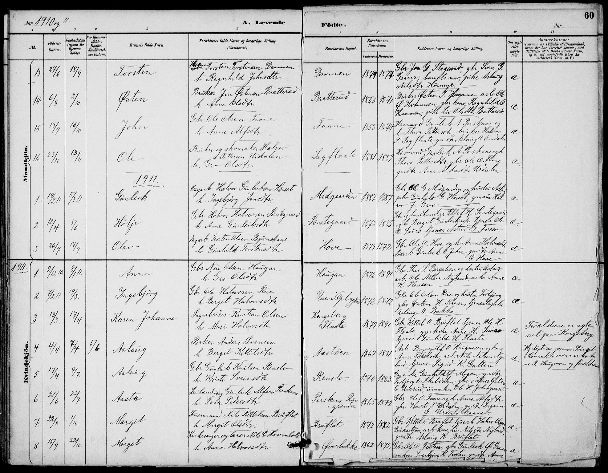 Gransherad kirkebøker, SAKO/A-267/F/Fb/L0005: Parish register (official) no. II 5, 1887-1916, p. 60