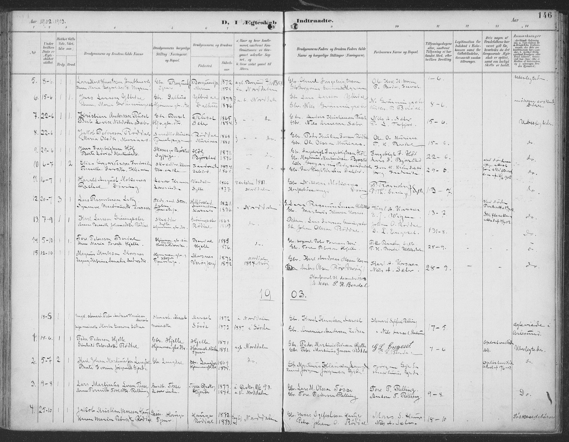 Ministerialprotokoller, klokkerbøker og fødselsregistre - Møre og Romsdal, AV/SAT-A-1454/519/L0256: Parish register (official) no. 519A15, 1895-1912, p. 146