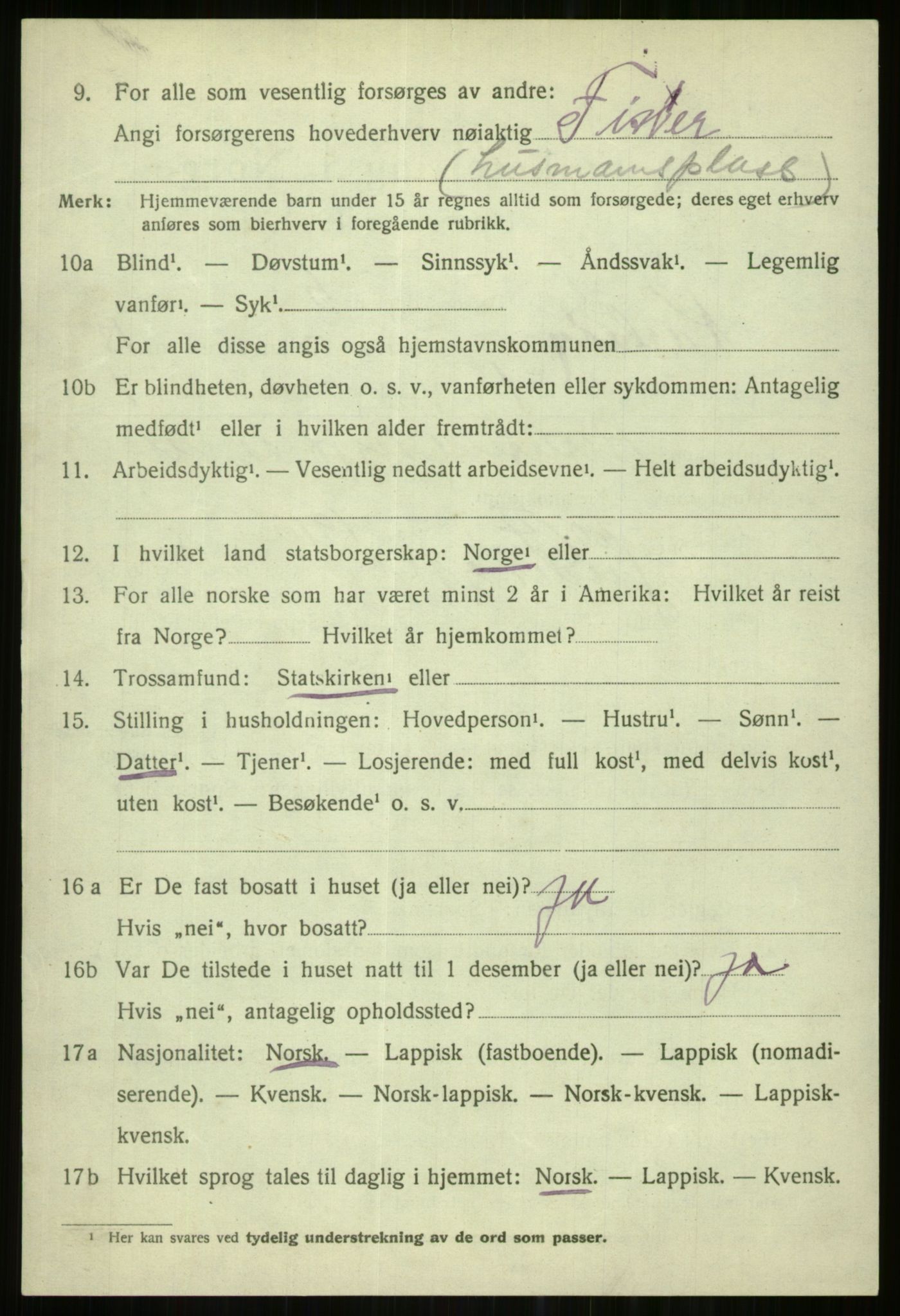 SATØ, 1920 census for Karlsøy, 1920, p. 4465