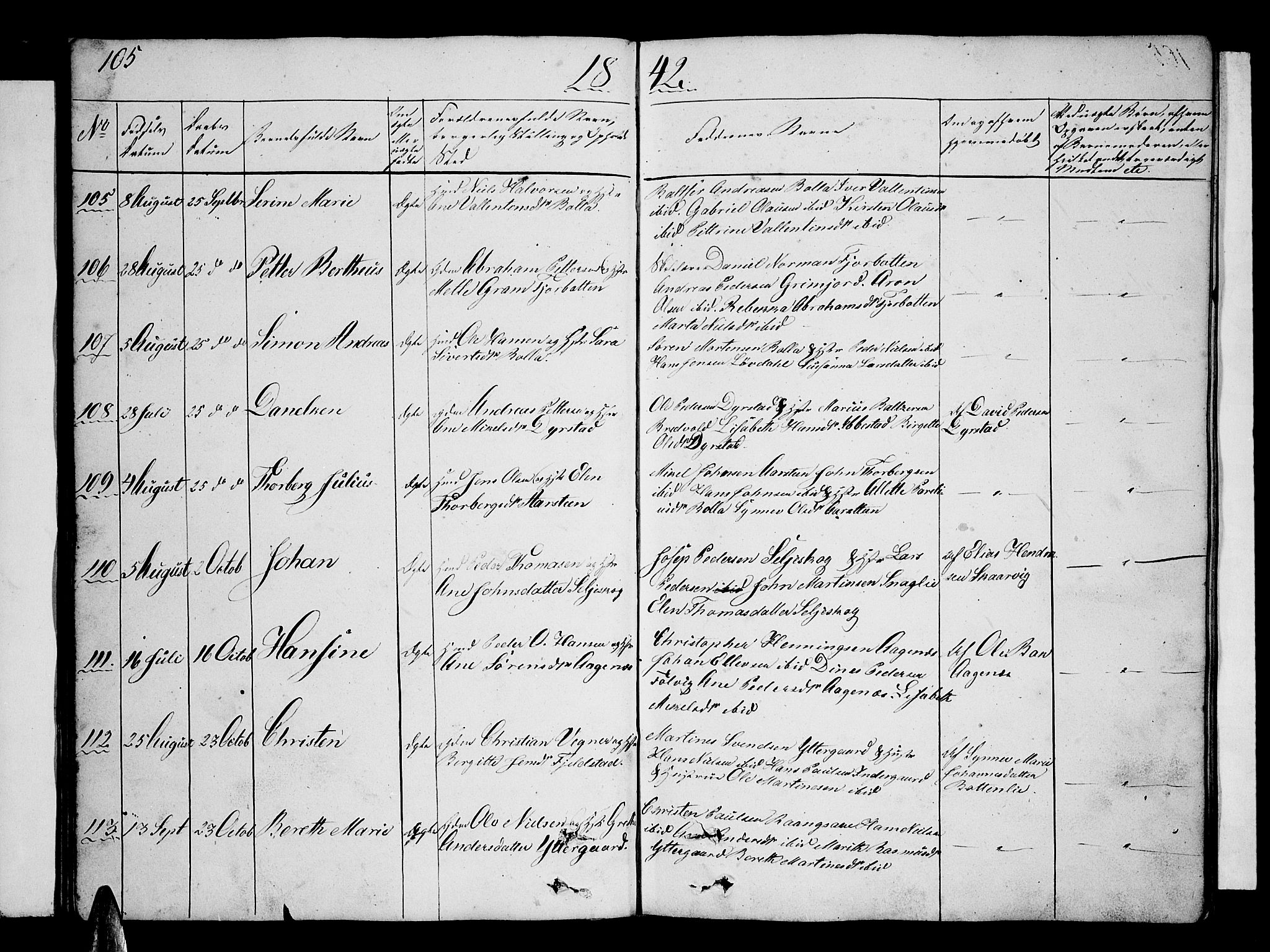 Ibestad sokneprestembete, AV/SATØ-S-0077/H/Ha/Hab/L0003klokker: Parish register (copy) no. 3, 1833-1852, p. 105