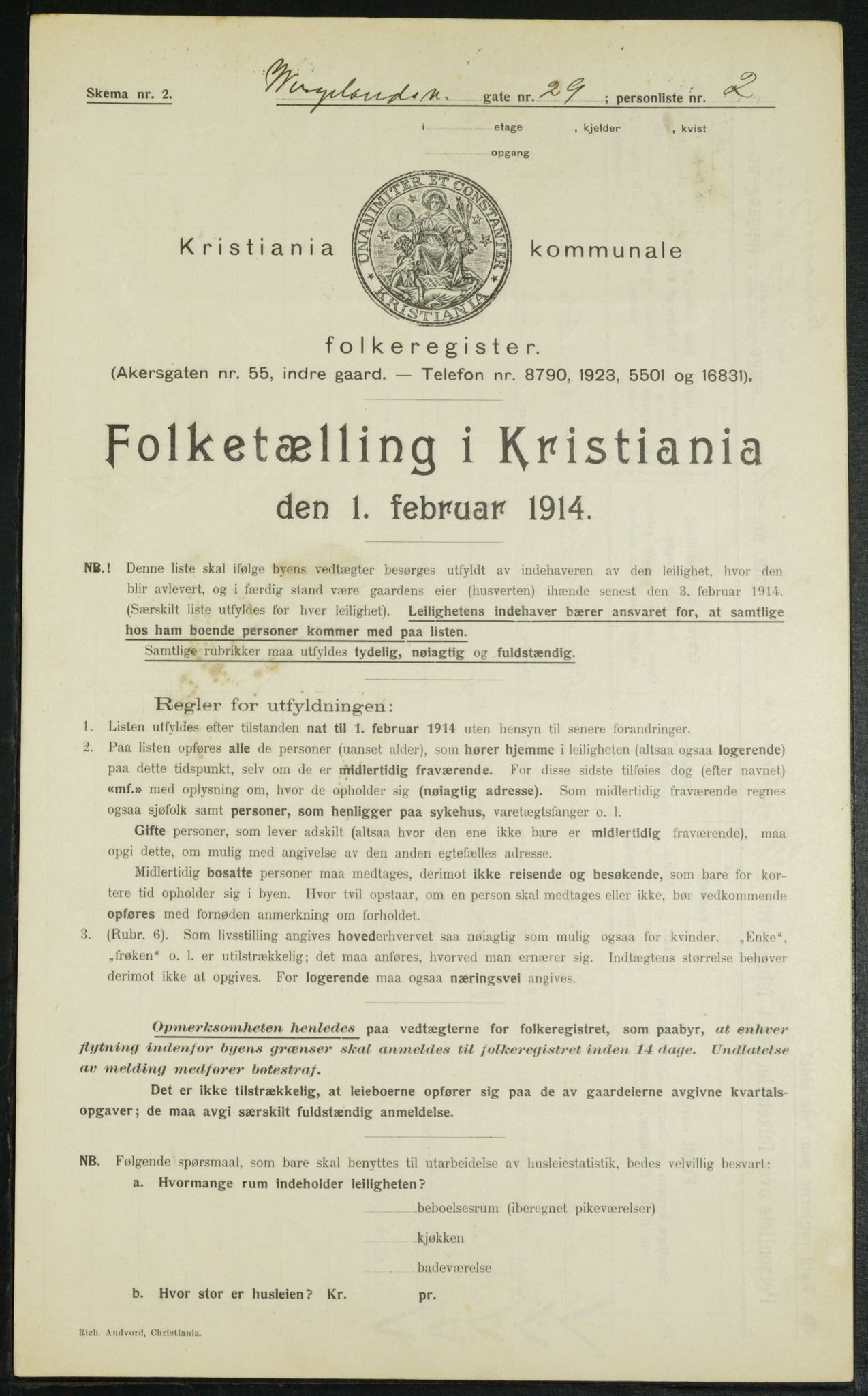 OBA, Municipal Census 1914 for Kristiania, 1914, p. 128911