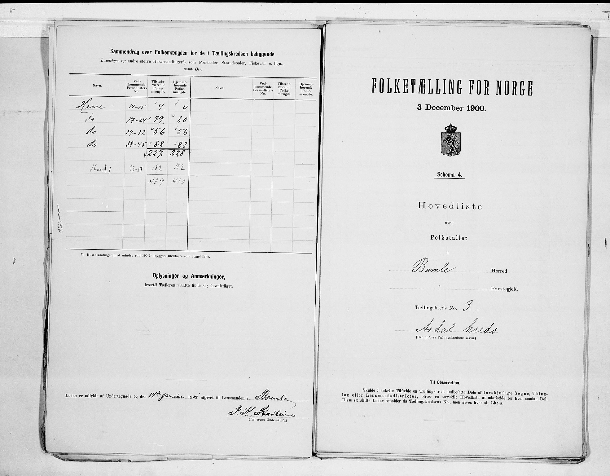 SAKO, 1900 census for Bamble, 1900, p. 8