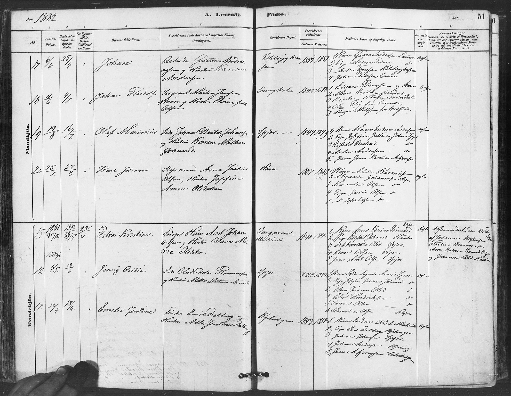 Hvaler prestekontor Kirkebøker, AV/SAO-A-2001/F/Fa/L0008: Parish register (official) no. I 8, 1878-1895, p. 51