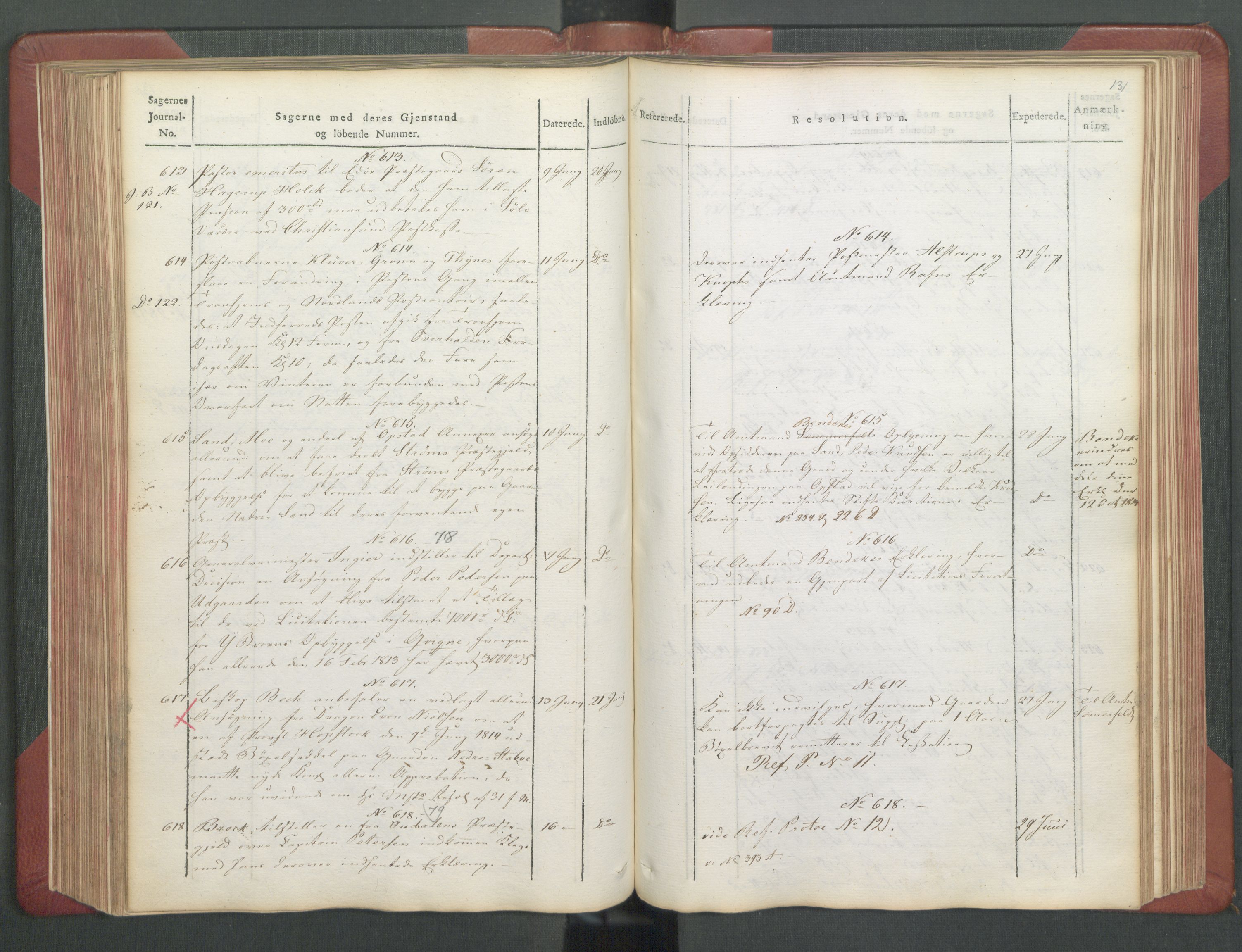 Departementene i 1814, AV/RA-S-3899/Fb/L0029: Journal A 1-900 (ekstraktprotokoll), 1814, p. 131