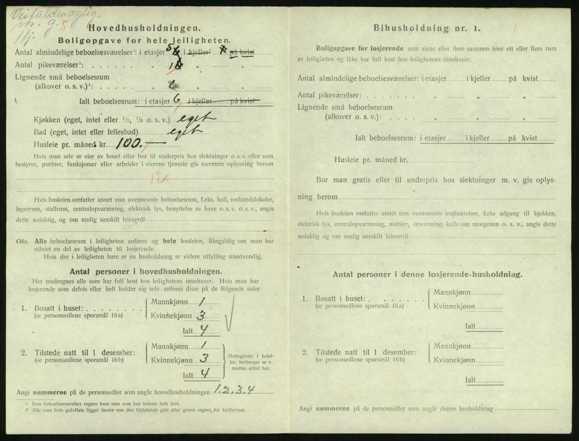 SAH, 1920 census for Lillehammer, 1920, p. 1519