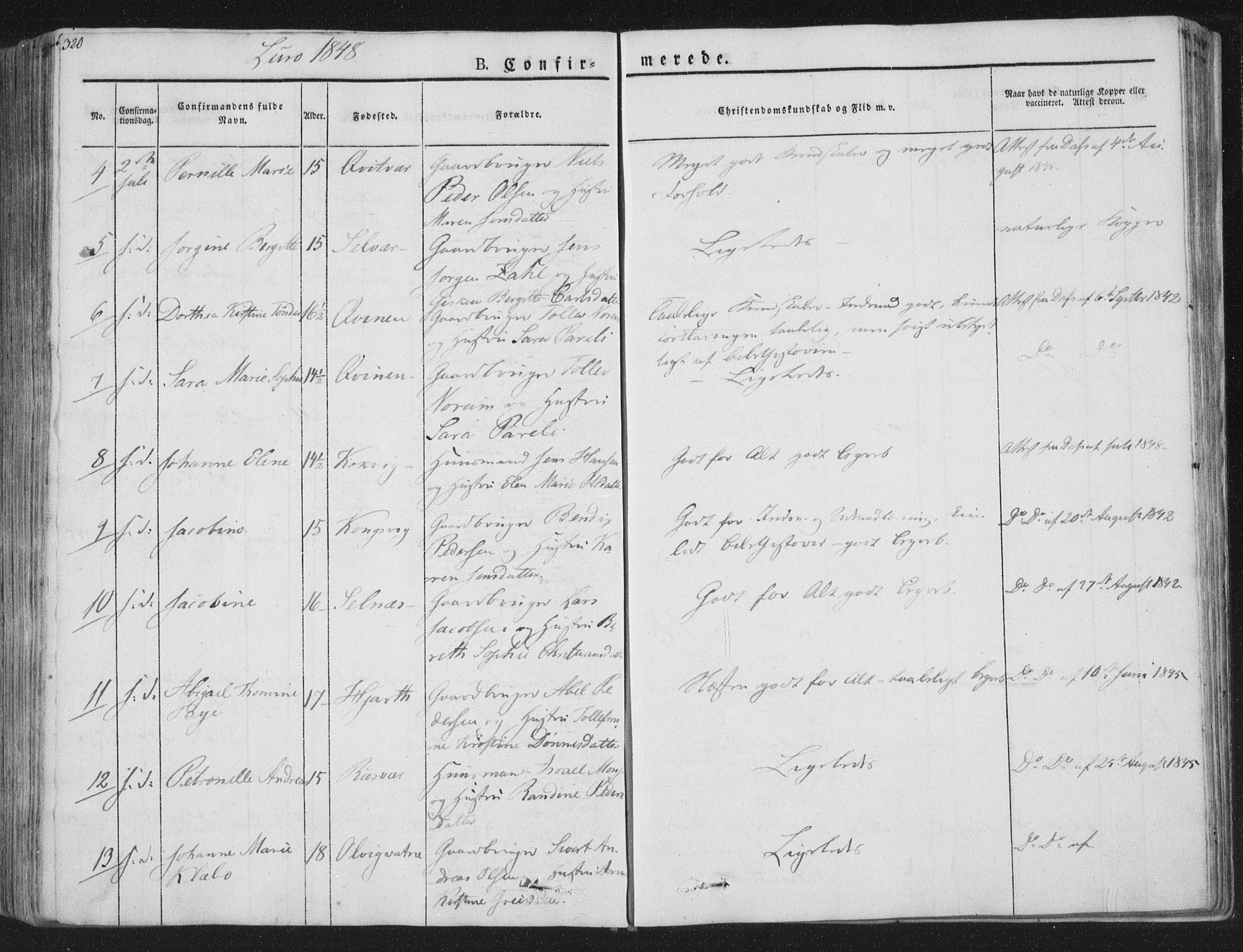 Ministerialprotokoller, klokkerbøker og fødselsregistre - Nordland, AV/SAT-A-1459/839/L0565: Parish register (official) no. 839A02, 1825-1862, p. 320