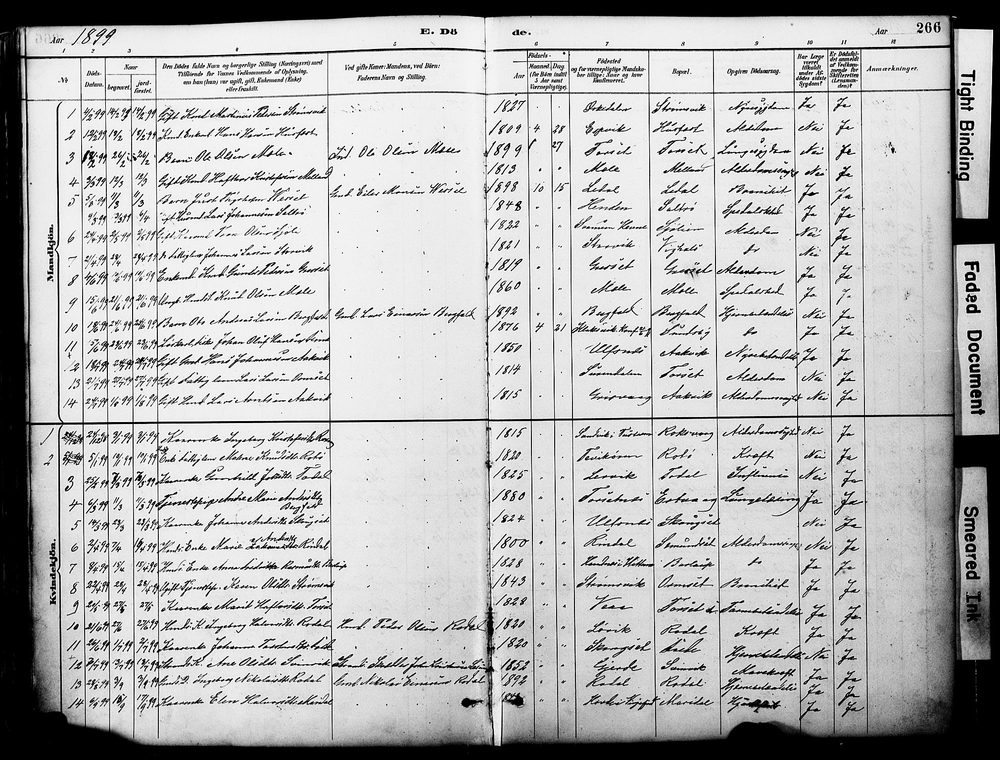 Ministerialprotokoller, klokkerbøker og fødselsregistre - Møre og Romsdal, SAT/A-1454/578/L0907: Parish register (official) no. 578A06, 1887-1904, p. 266