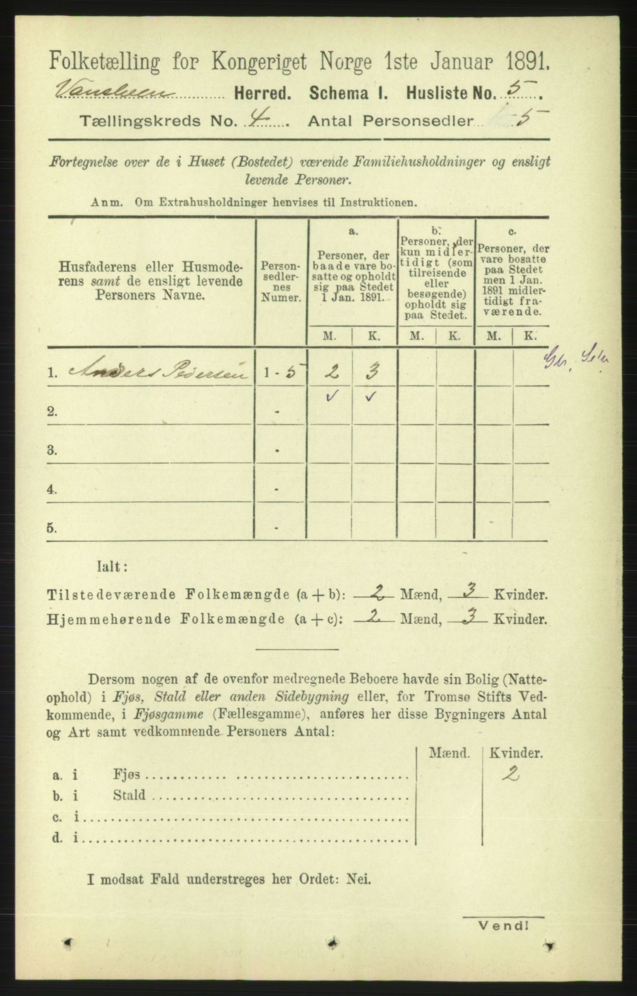 RA, 1891 census for 1511 Vanylven, 1891, p. 1767