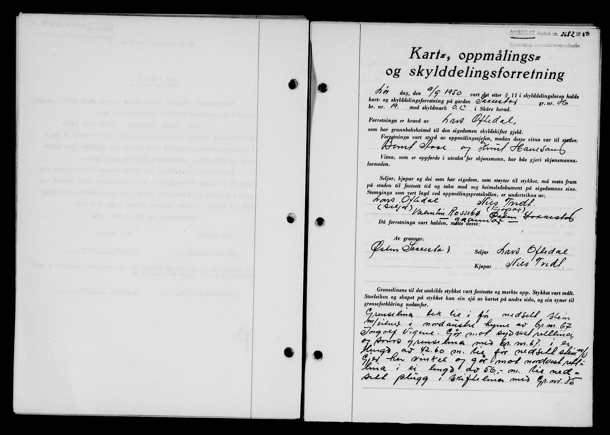 Karmsund sorenskriveri, SAST/A-100311/01/II/IIB/L0101: Mortgage book no. 81A, 1950-1951, Diary no: : 2682/1950